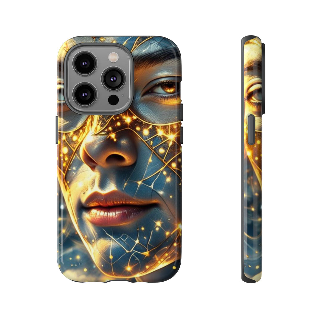 PRB Galactic Portrait Tough Case | Cosmic Face Phone Case, Starry Nebula Design by Power Runs Black