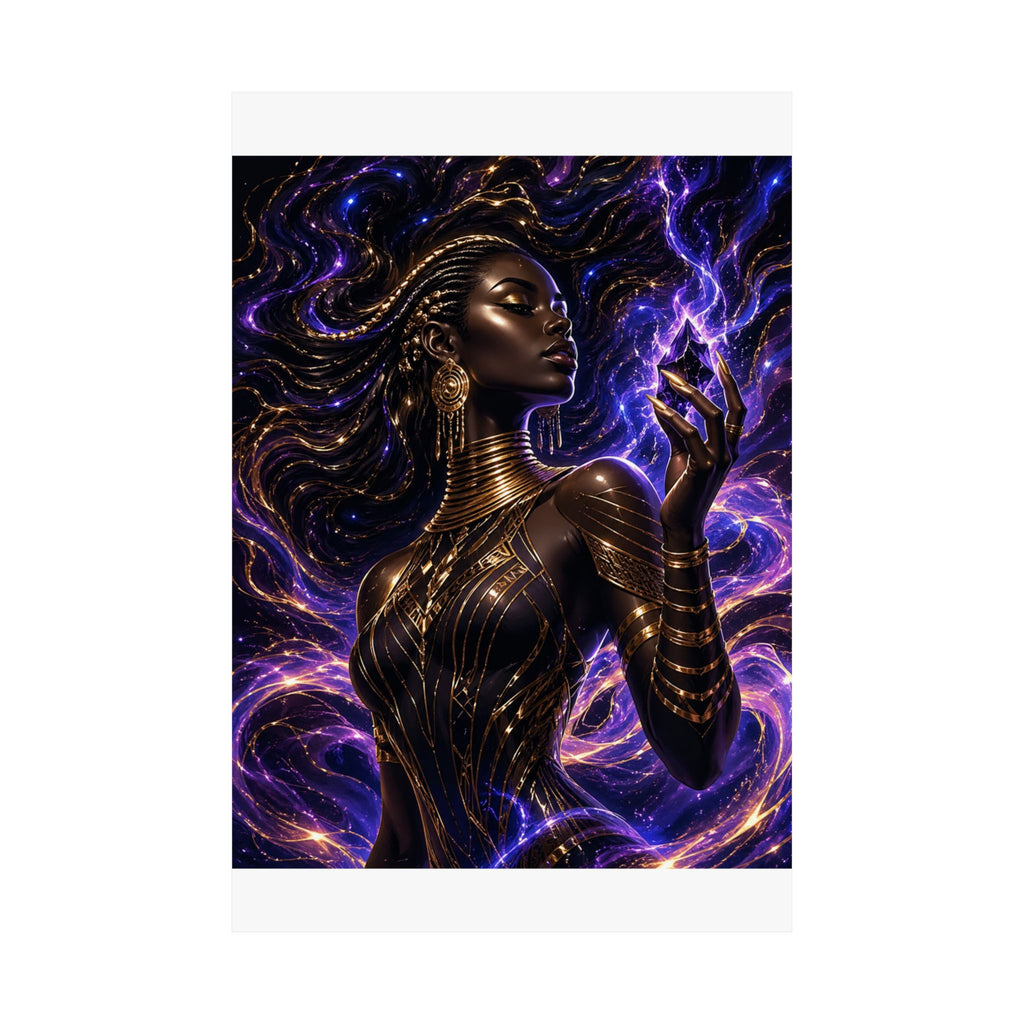 Power Runs Black Cosmic Goddess Matte Poster by Power Runs Black