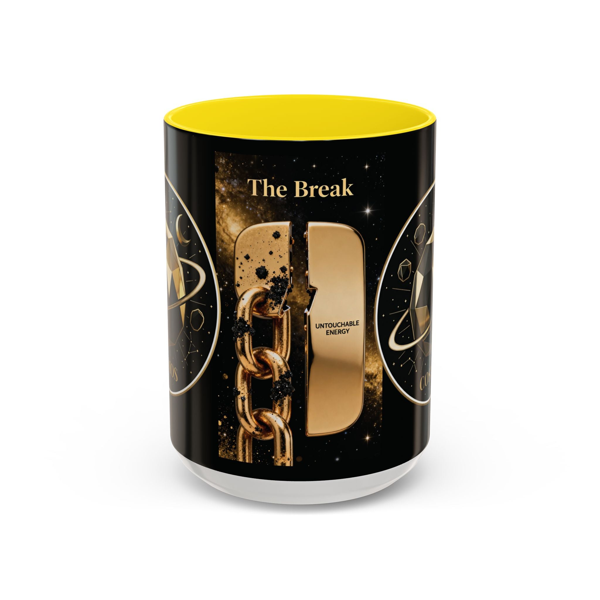 PRB Gold Cosmos Design Accent Coffee Mug | The Break, Planet Illustration by Printify