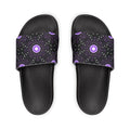 Power Runs Black Men's Removable-Strap Slide Sandals — Purple Cosmic Mandala Pattern by Power Runs Black