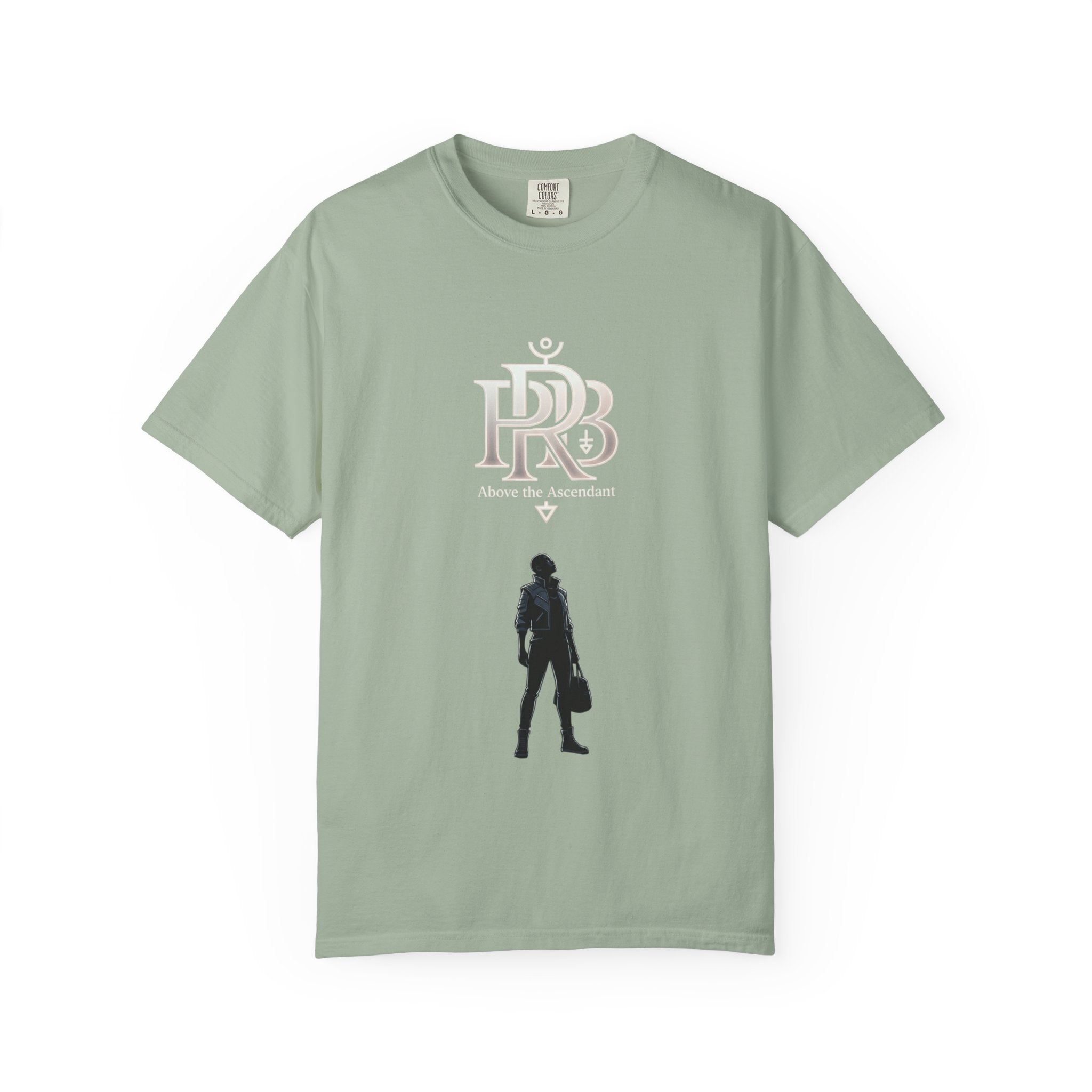 Printify Silhouette Logo T‑Shirt — Minimalist Dressed Figure & PRD Monogram - T-Shirt