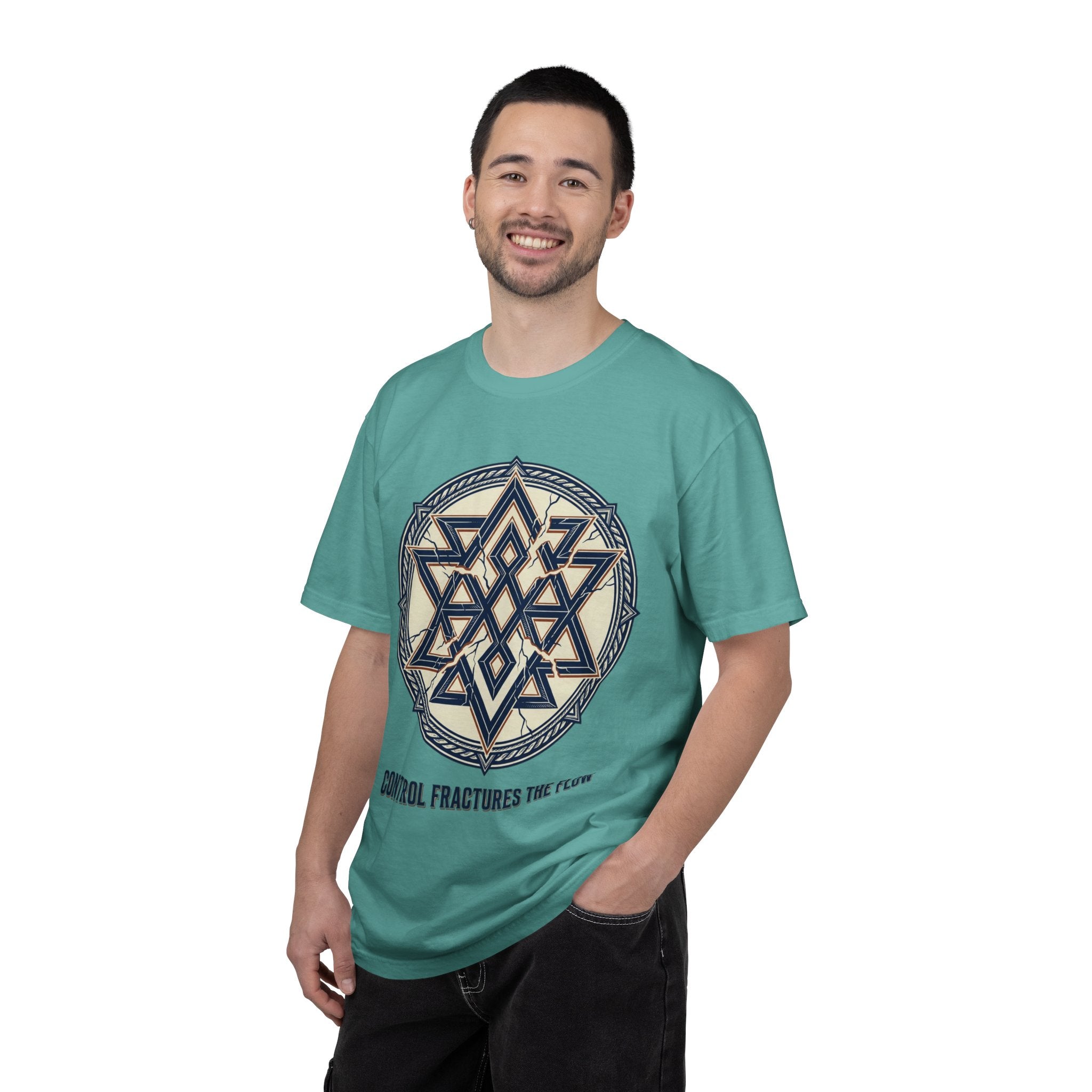 Power Runs Black PRB Geometric Star Mandala T-Shirt — "Control Fractures the Flow" Graphic Tee by Power Runs Black