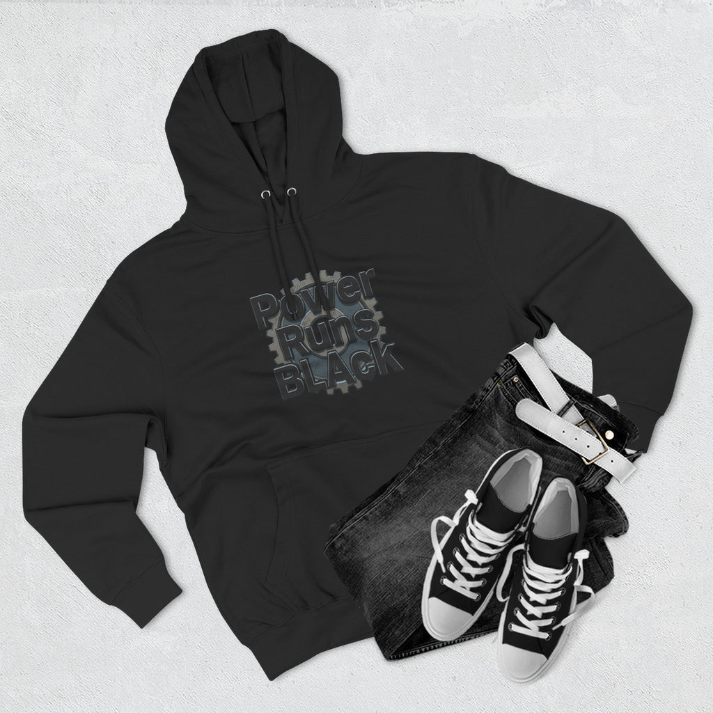 PRB Built of Power Graphic Hoodie — ‘Power Runs Black’ Industrial Mech Design by Power Runs Black