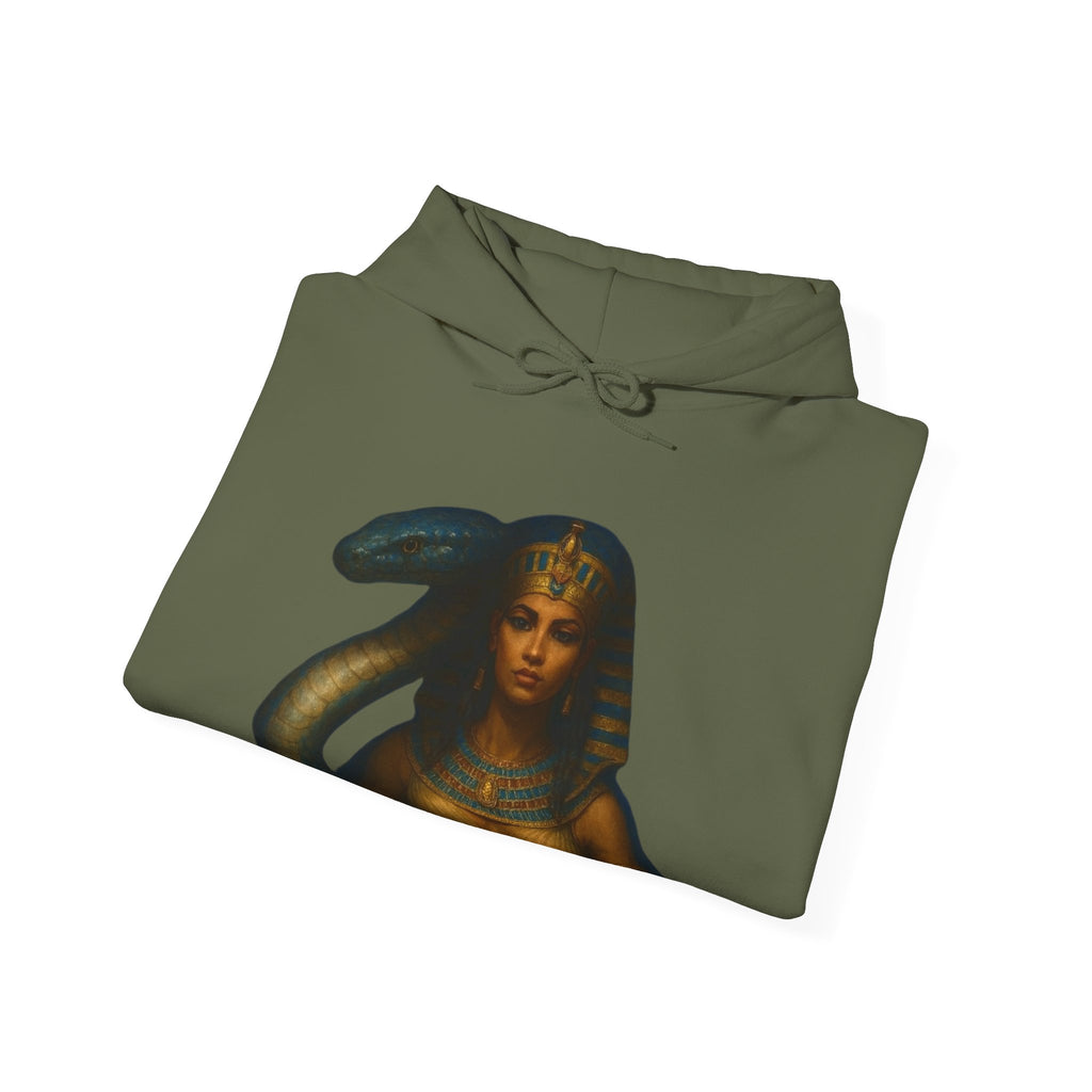 PRB Egyptian Goddess Portrait Hoodie | Serpent Headdress, Ancient Queen Art by Power Runs Black