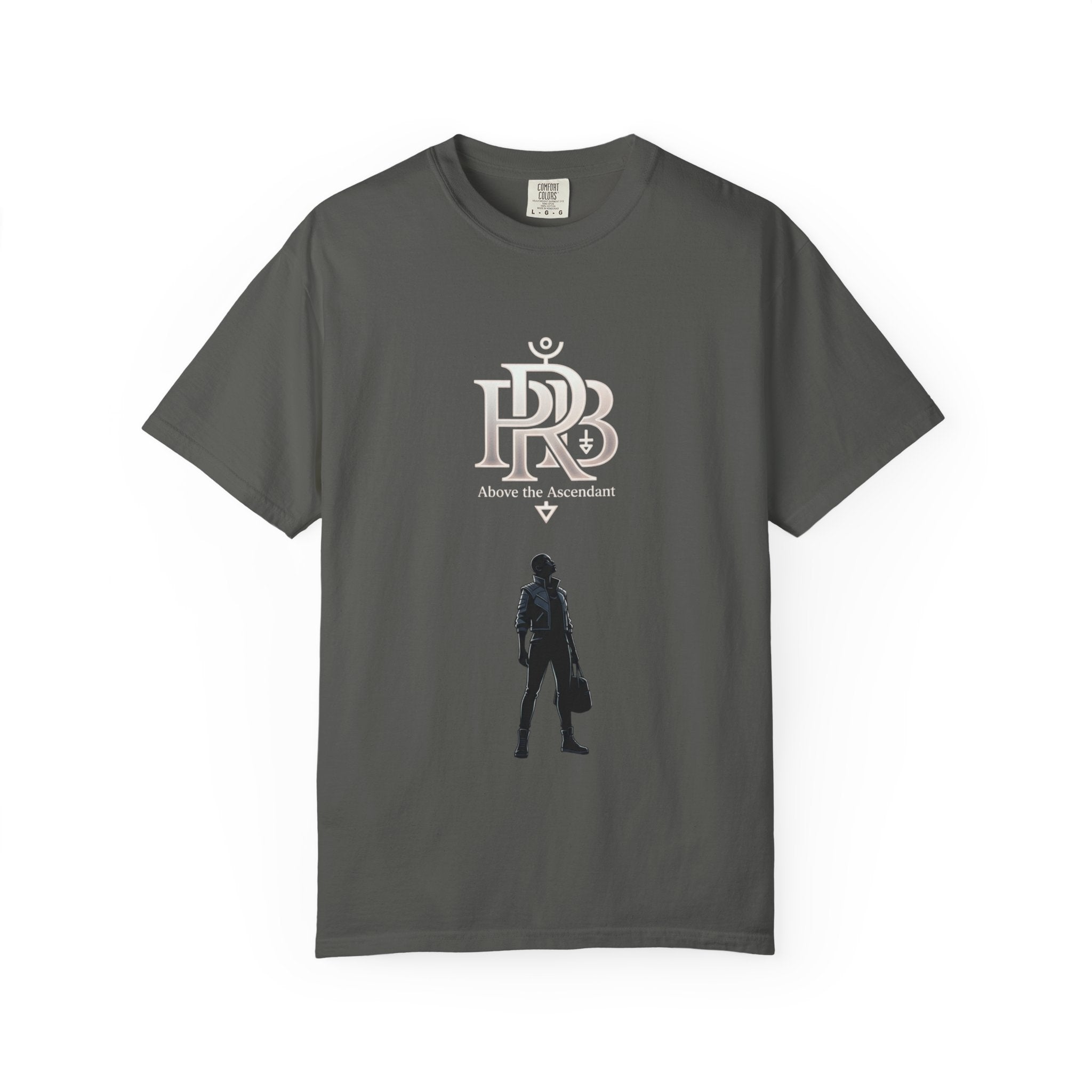 Printify Silhouette Logo T‑Shirt — Minimalist Dressed Figure & PRD Monogram - T-Shirt
