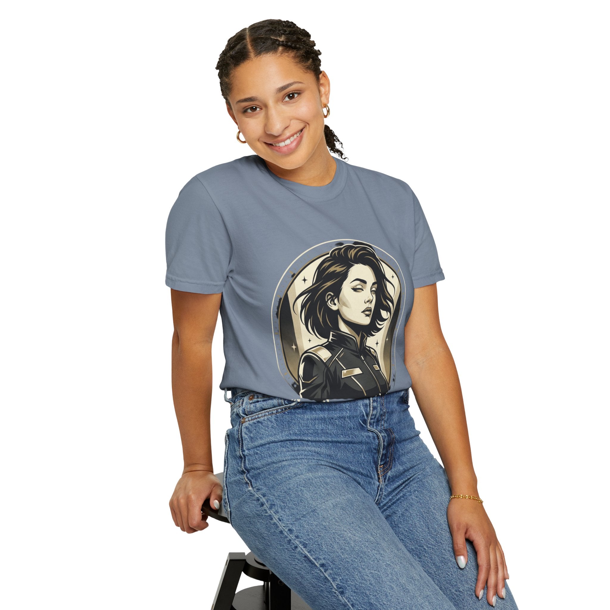 Power Runs Black Retro Space Captain Portrait T-Shirt — 'Fearless Commander' Graphic Tee by Power Runs Black