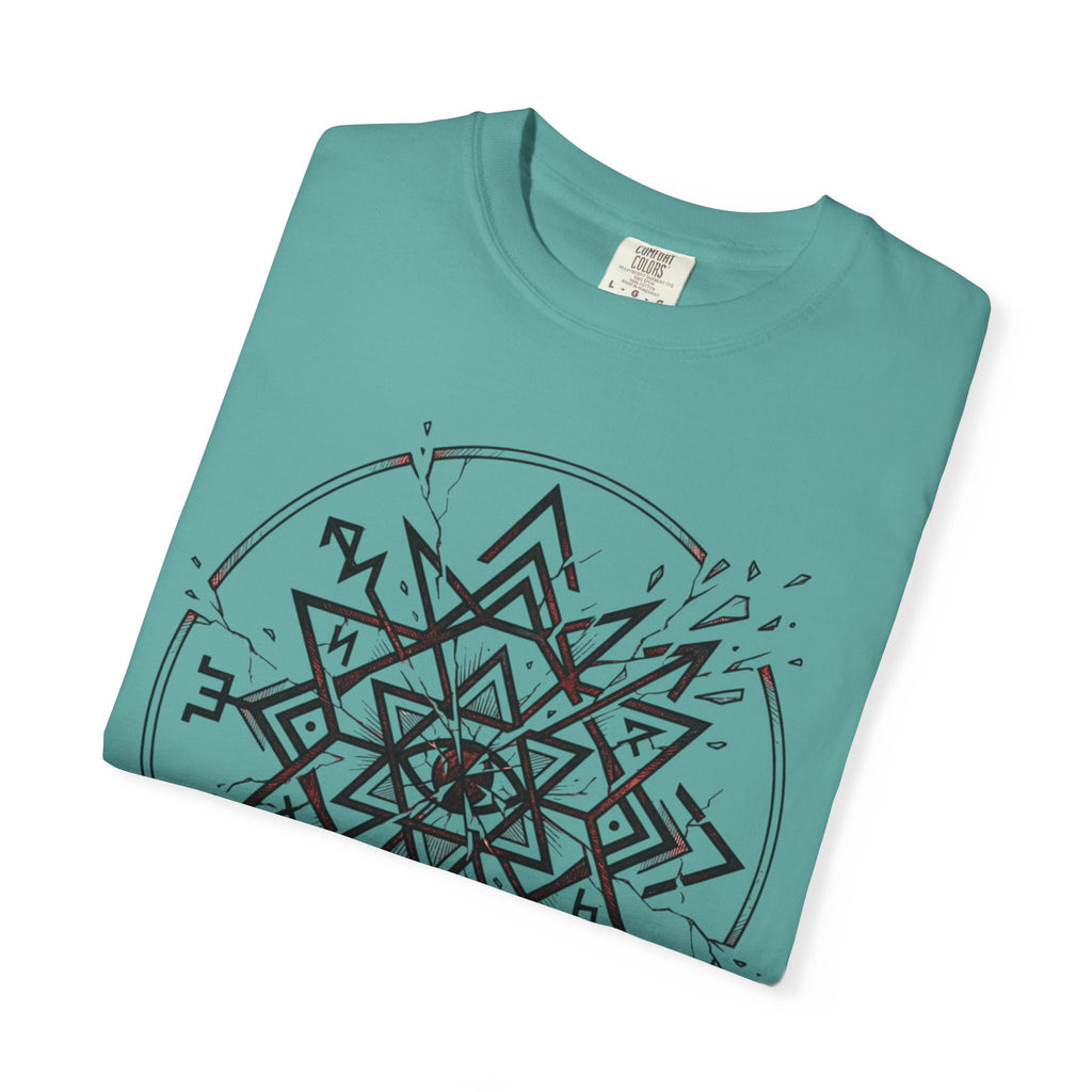 Power Runs Black PRB Eryx Tal Geometric Mandala T-Shirt — Symmetric Star Graphic Tee by Printify