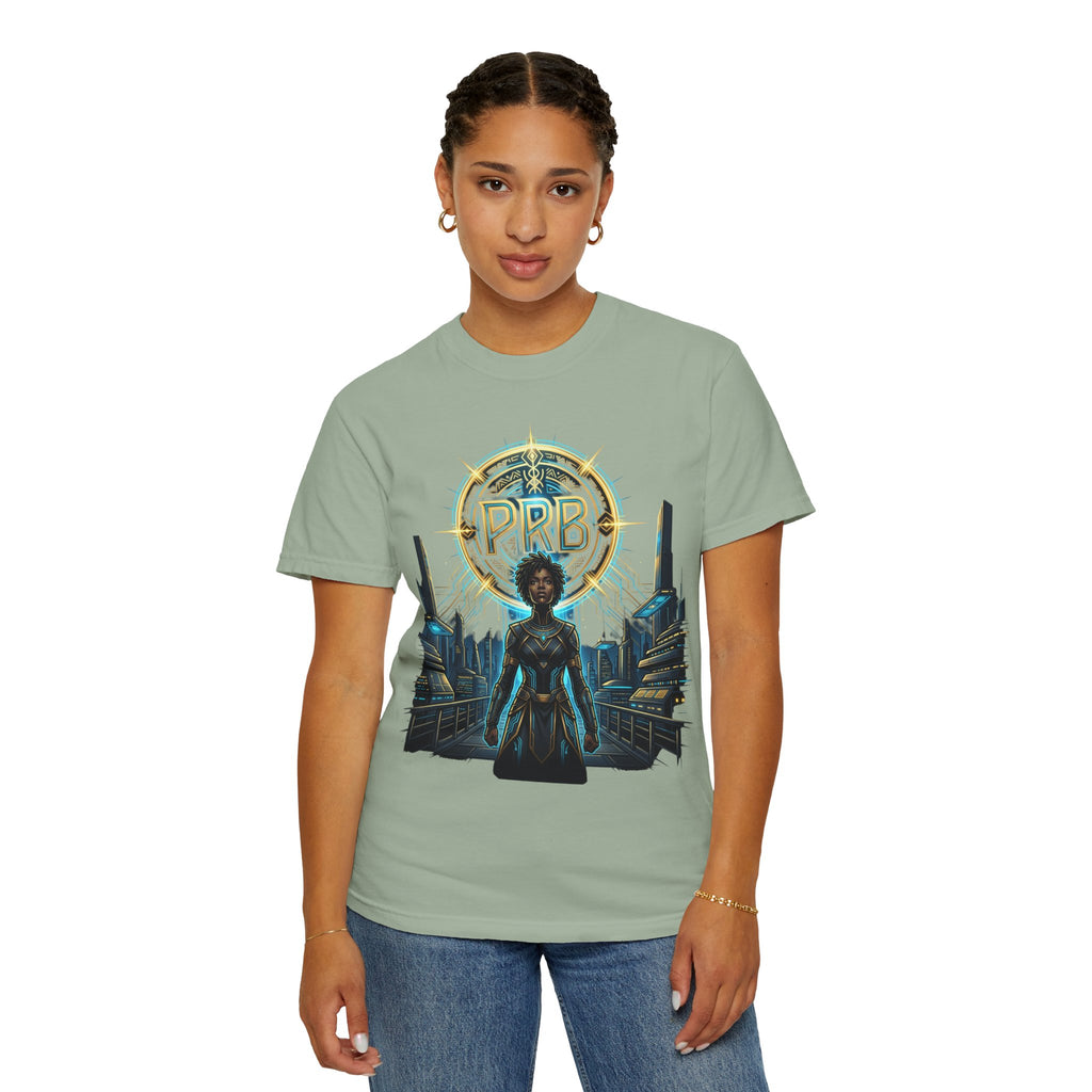Futuristic Warrior Afrofuturist Graphic T-Shirt | Sci-Fi Streetwear Tee by Printify