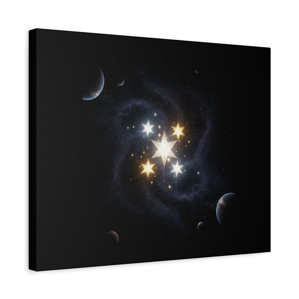 Power Runs Black PRB Glowing Star Constellation Canvas by Power Runs Black