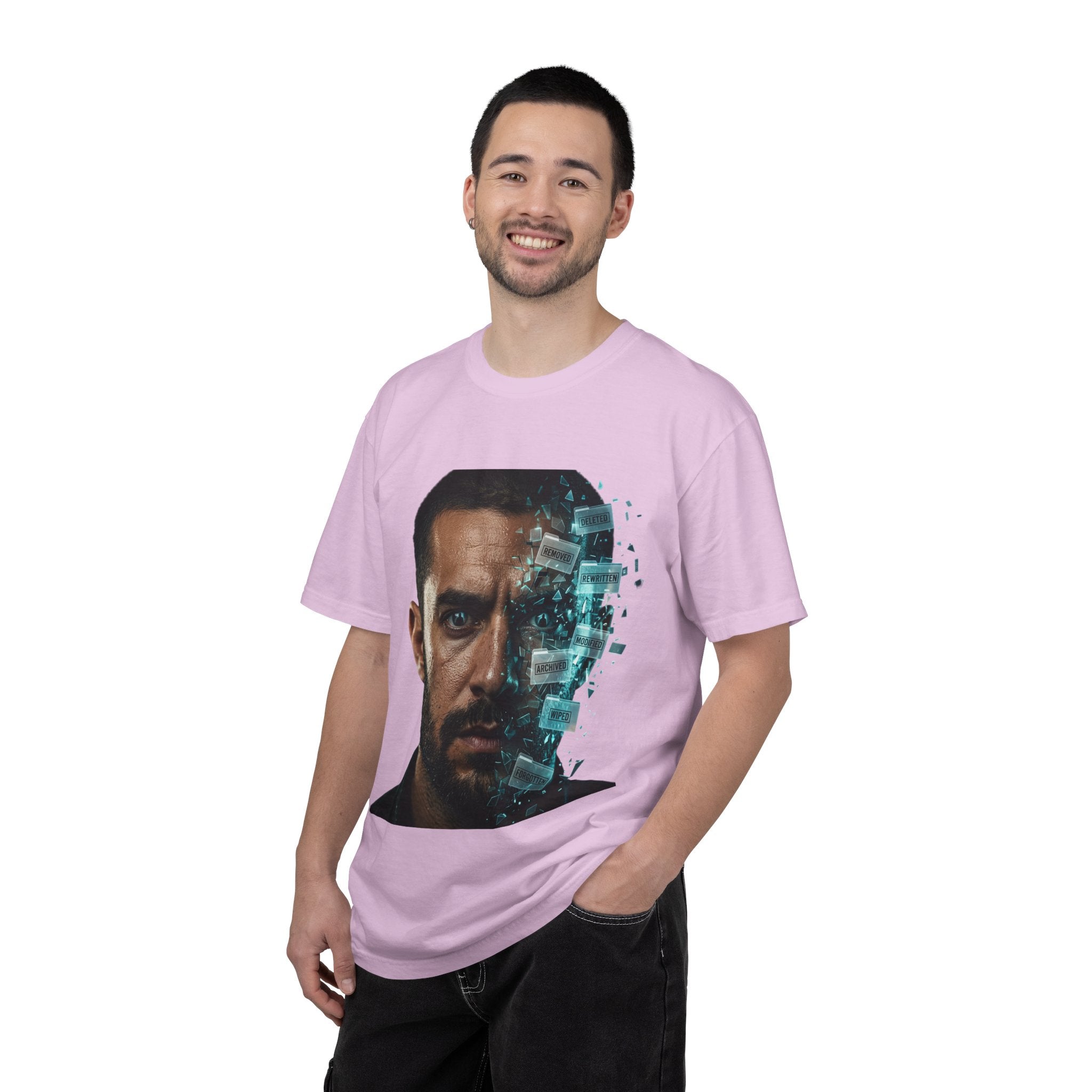 Syndication Loop Cyberpunk Portrait Tee — Tech-Noir Graphic T-Shirt | Power Runs Black by Printify