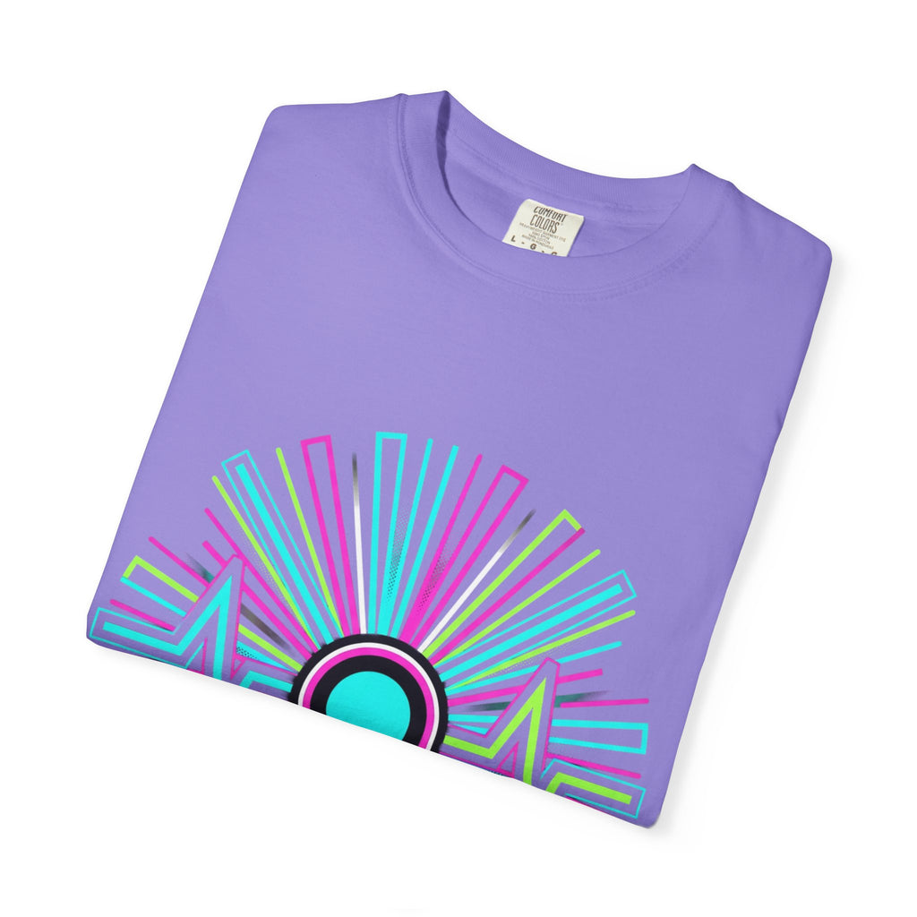 Power Runs Black PRB Electric "Move With Pulse" Graphic T-Shirt — Neon Sunburst Design by Printify