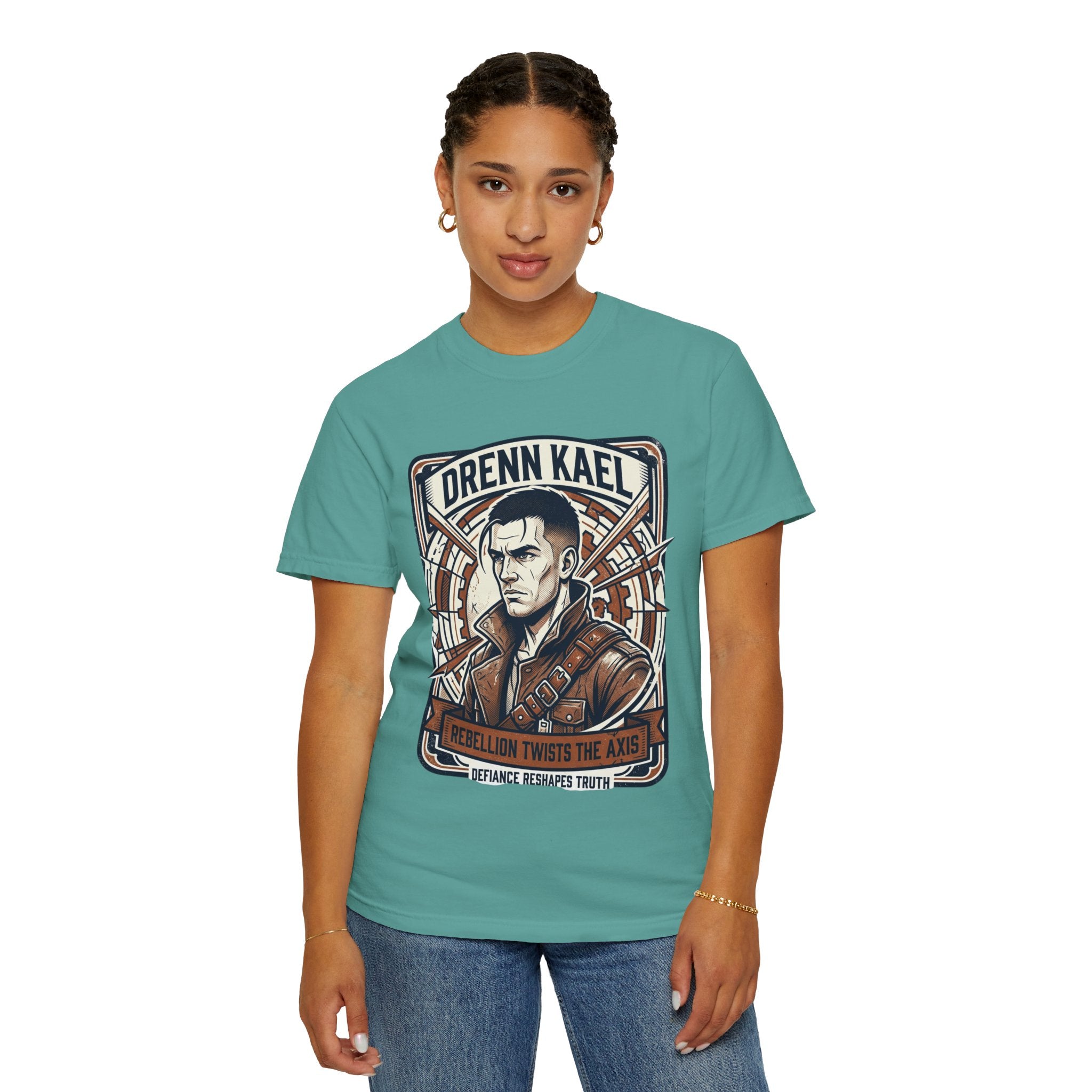 Power Runs Black PRB Drenn Kael Portrait T-Shirt — "Rebellion Twists the Axis" Graphic Tee by Power Runs Black