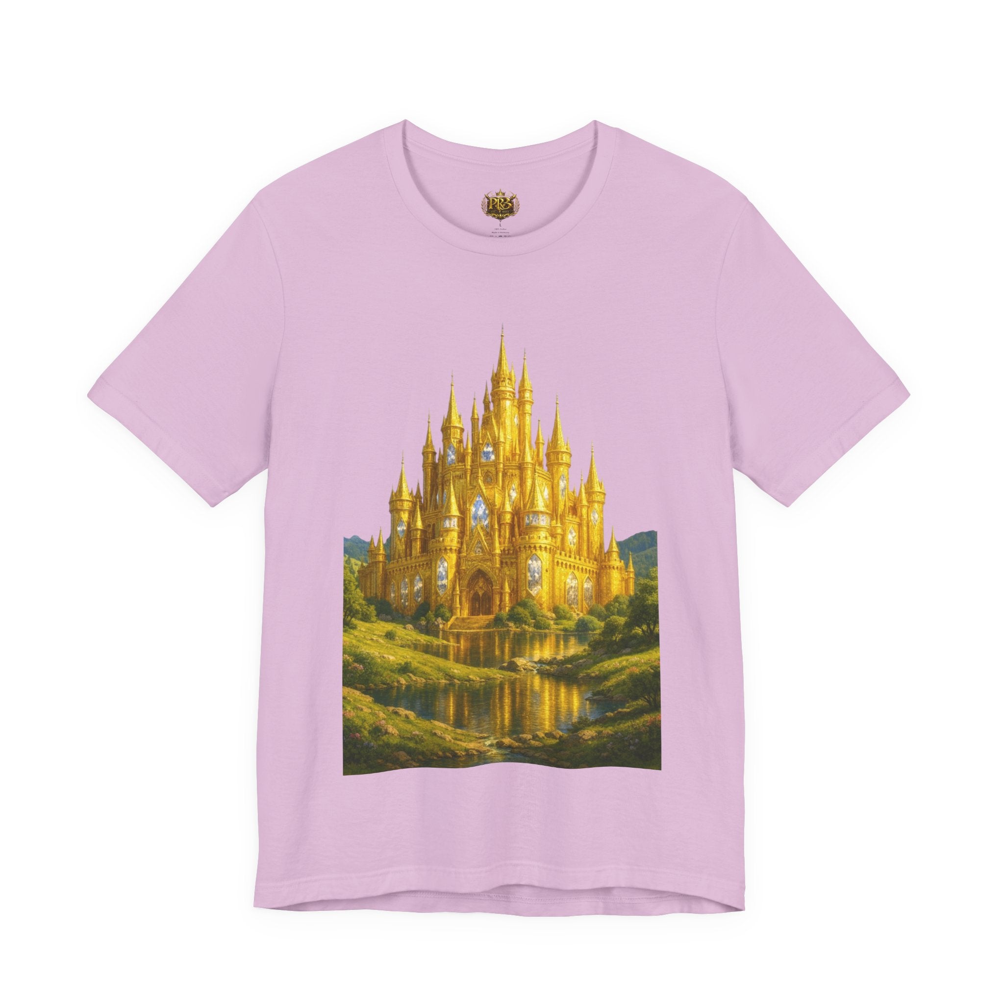PRB Golden Fantasy Castle Tee | Magical Kingdom Illustration, Fairytale Scene by Power Runs Black