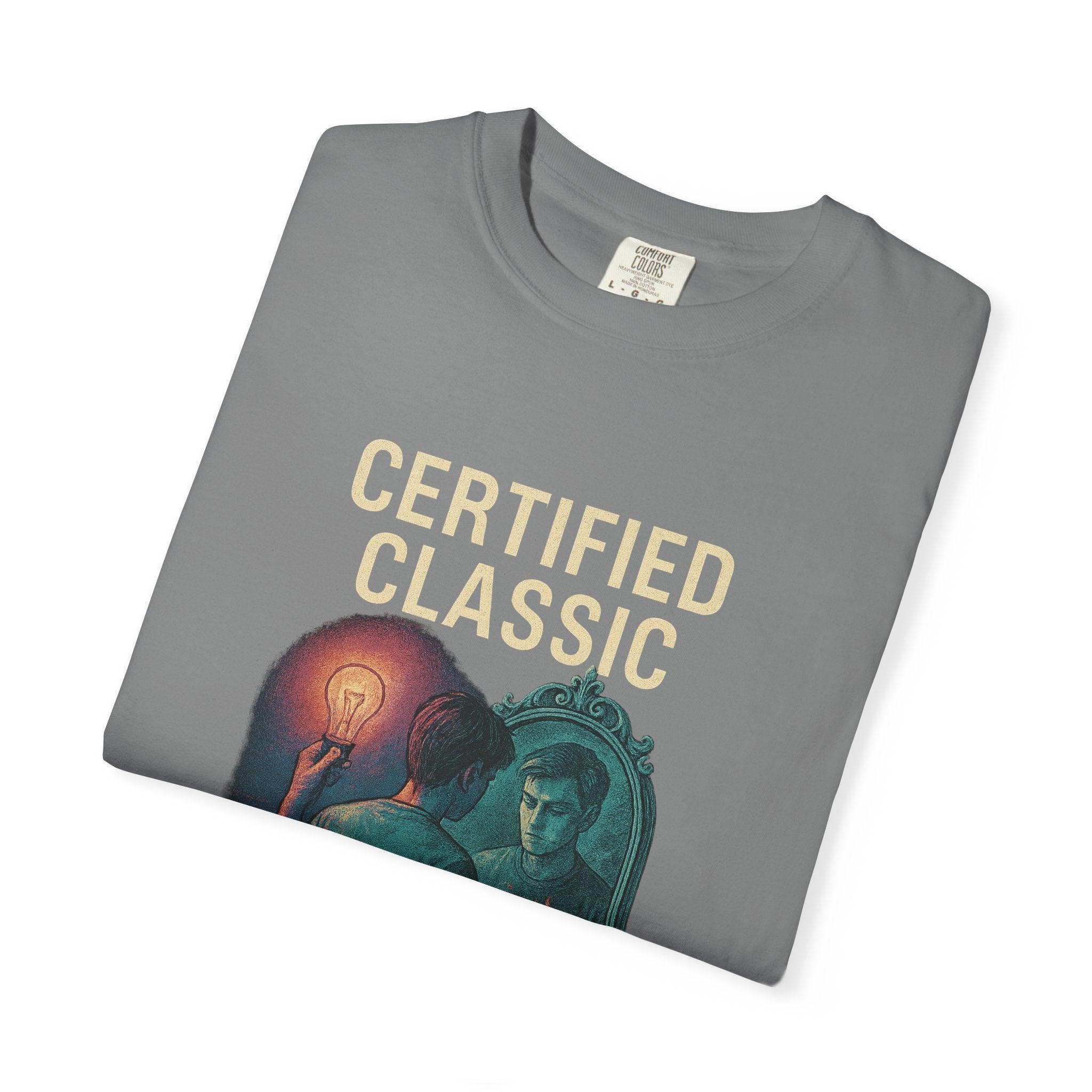 PRB Certified Classic Mirror Illustration T-shirt | Retro Mystic Artwork by Power Runs Black