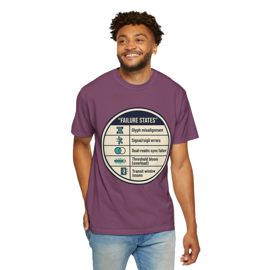 Power Runs Black PRB Failure States T-Shirt — Sci‑Fi Status Badge Graphic Tee by Printify