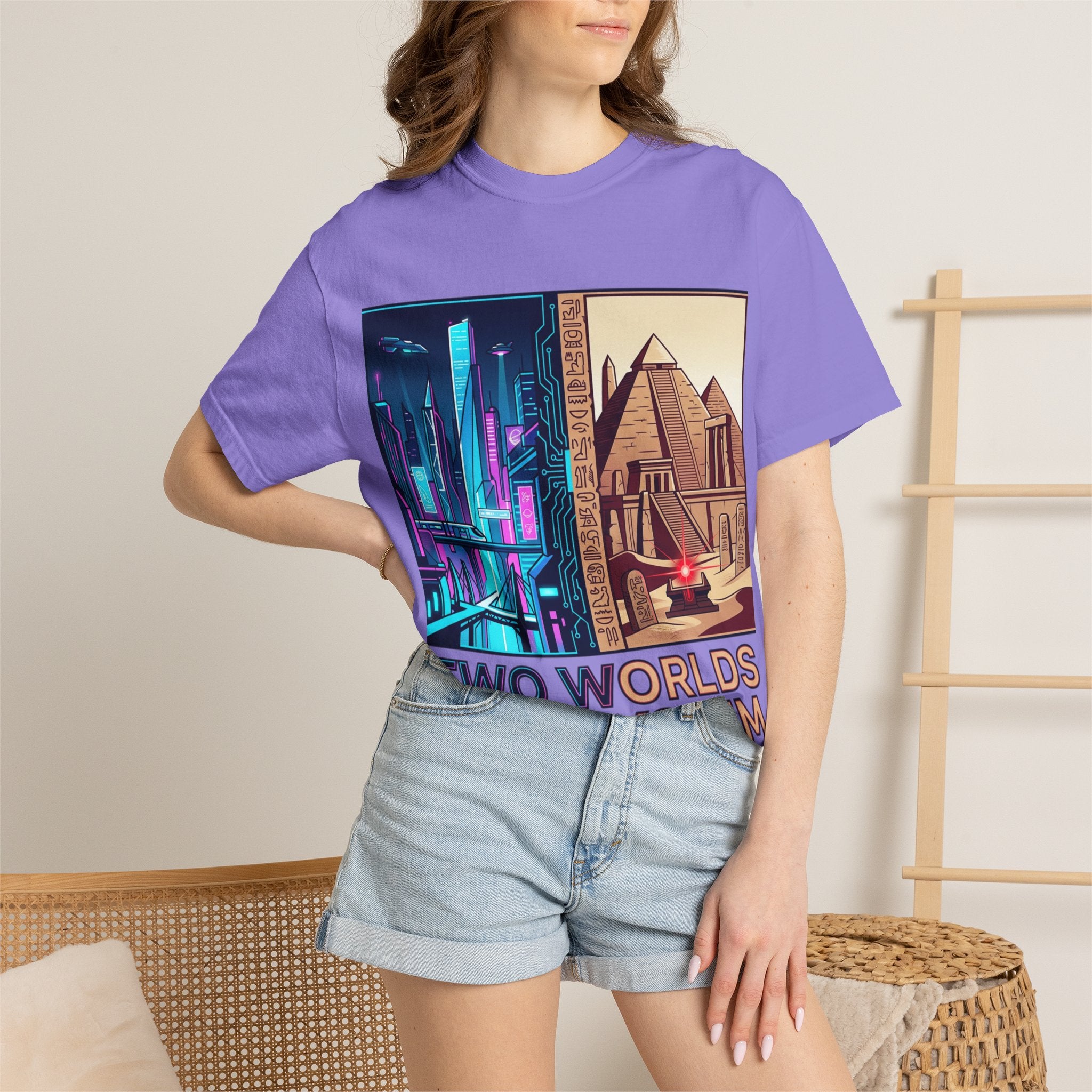 Power Runs Black PRB Blue Technopolis/ Red Dominion Two Worlds One System T-Shirt by Power Runs Black