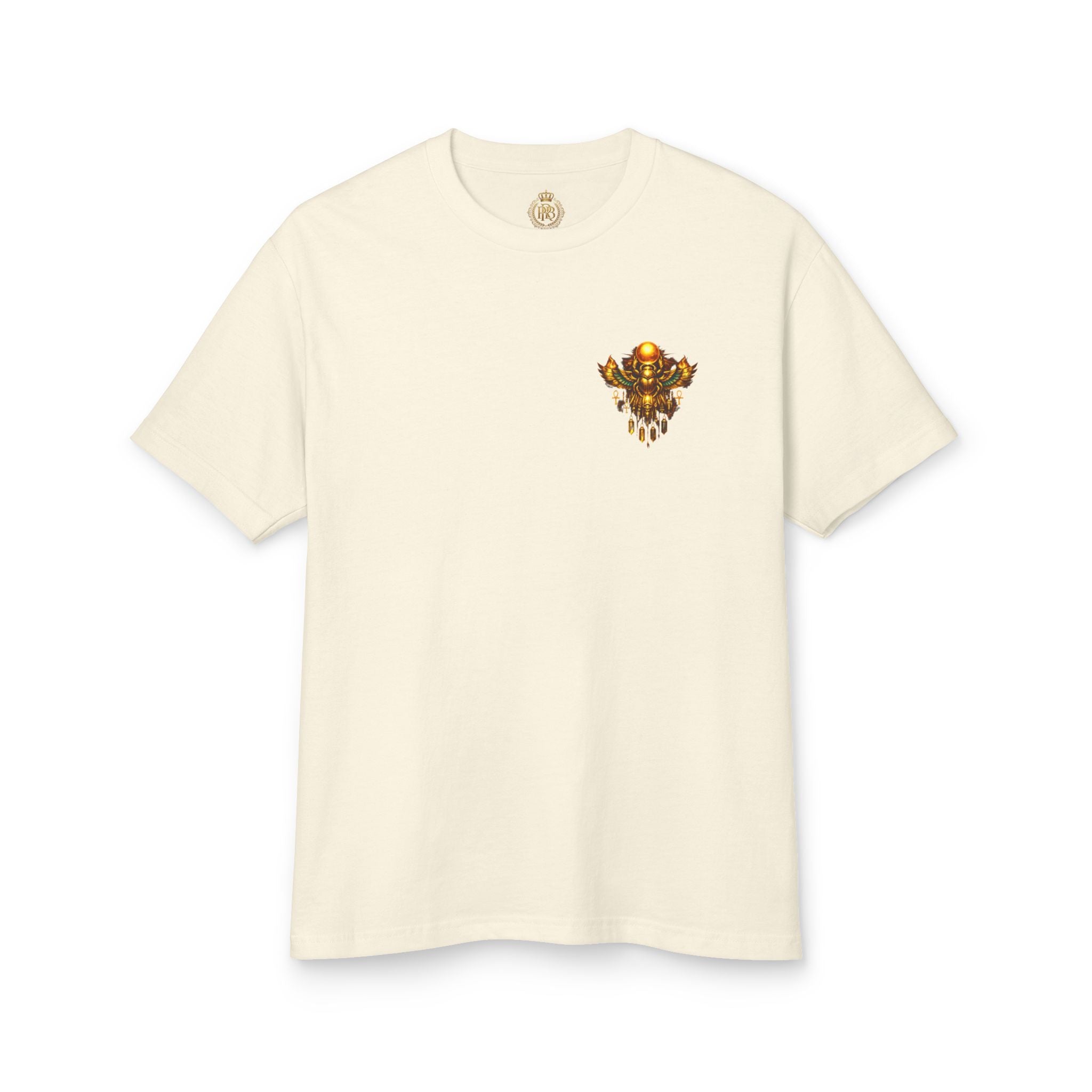 PRB Graphic Tee — Golden Gothic Shield Chest & Back Design by Power Runs Black
