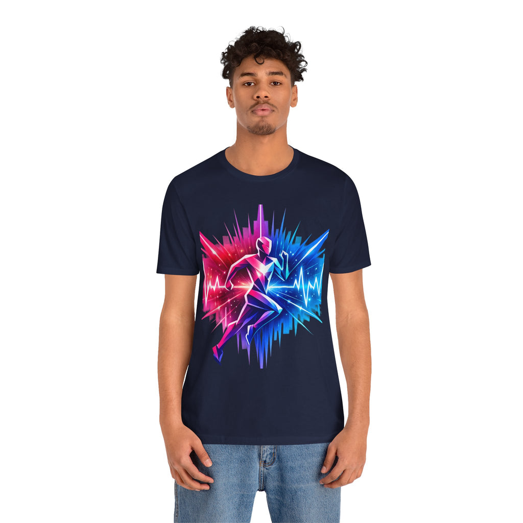 Power Runs Black PRB Running Pulse Graphic Tee — Neon Runner Heartbeat Sports T‑Shirt by Power Runs Black