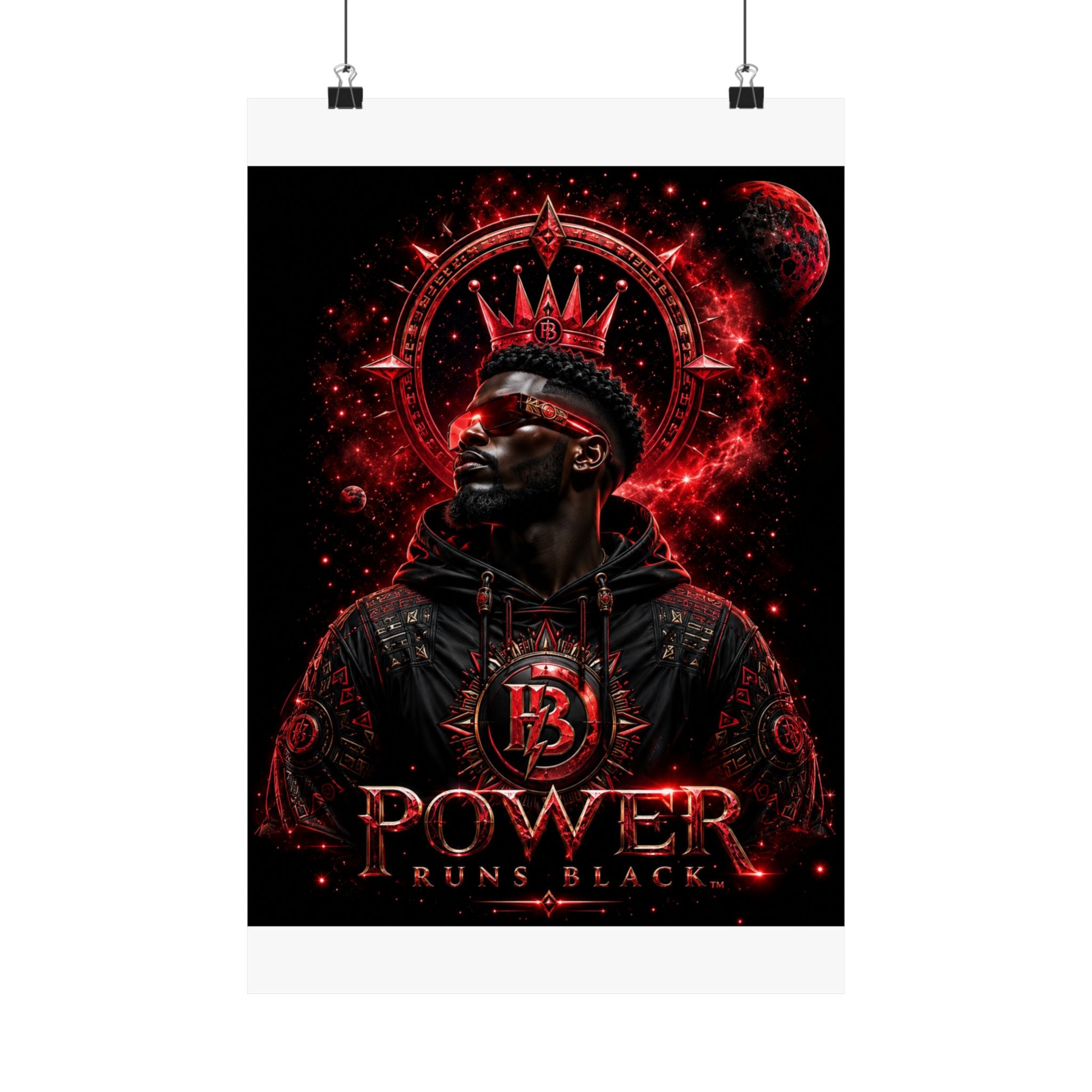 Power Runs Black Matte Poster — Afrocentric King Portrait (Vertical) by Power Runs Black