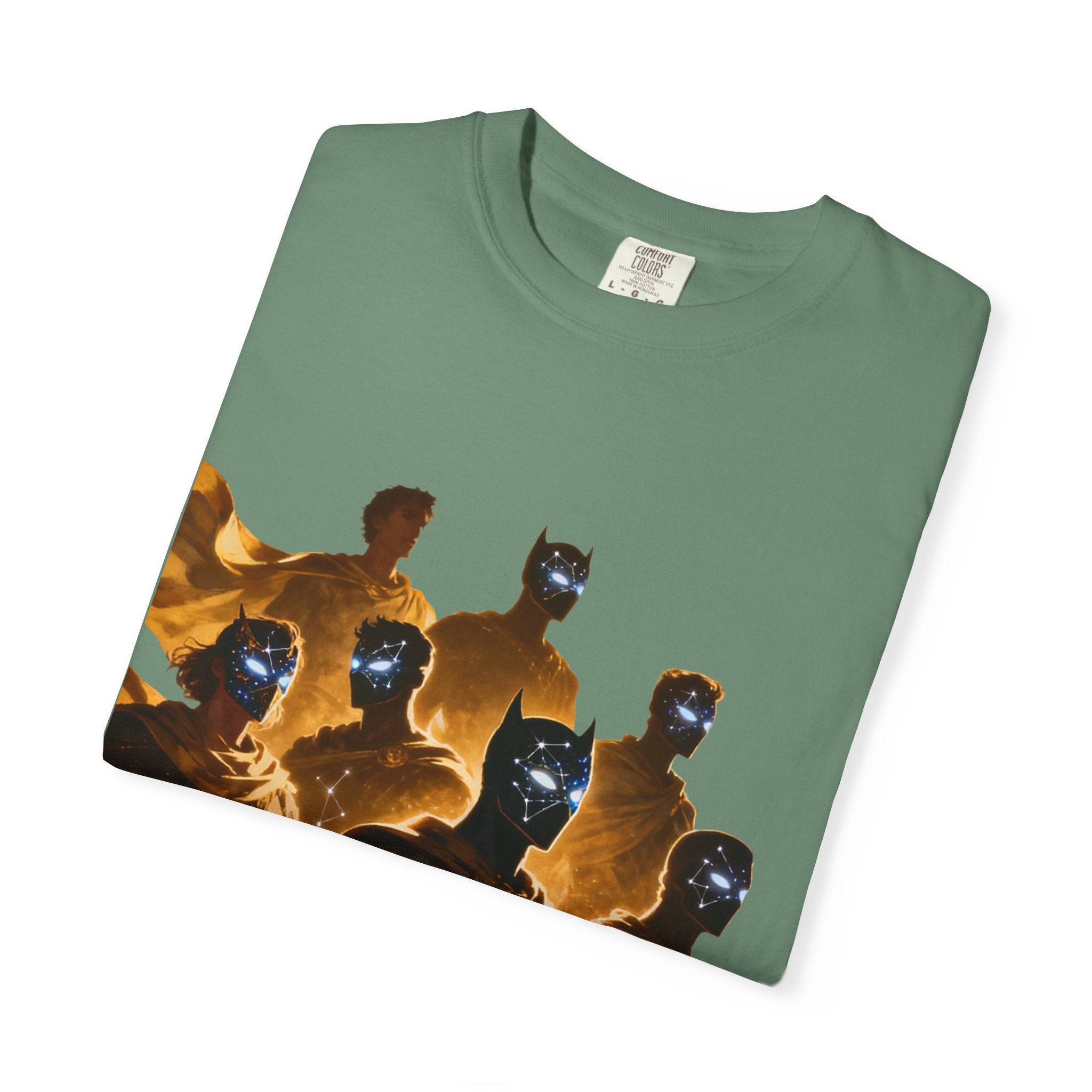 PRB Cosmic Heroes Graphic Tee (Golden Cloaks & Starry Faces) by Printify