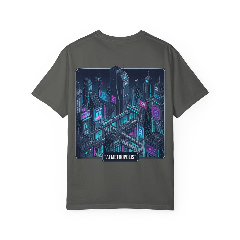 Power Runs Black AI Metropolis T-Shirt — 'At First, It Entered Quietly' Cybercity Graphic Tee by Concepts VS Entertainment/Tiktok shop
