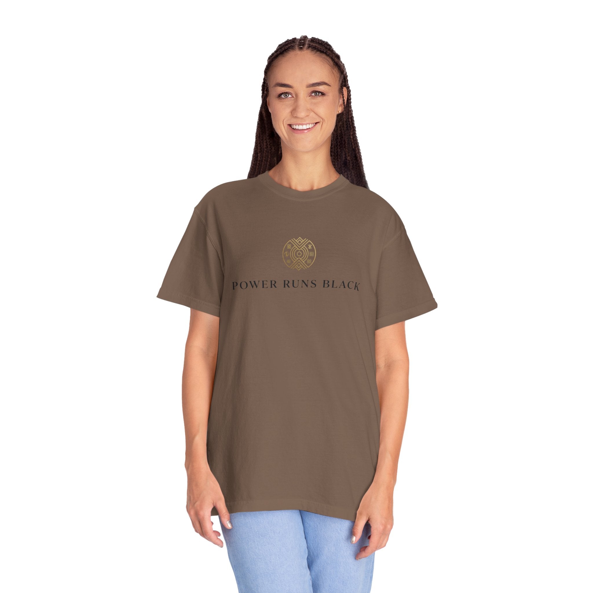Power Runs Black PRB Graphic T-Shirt — Minimal Emblem Tee by Power Runs Black
