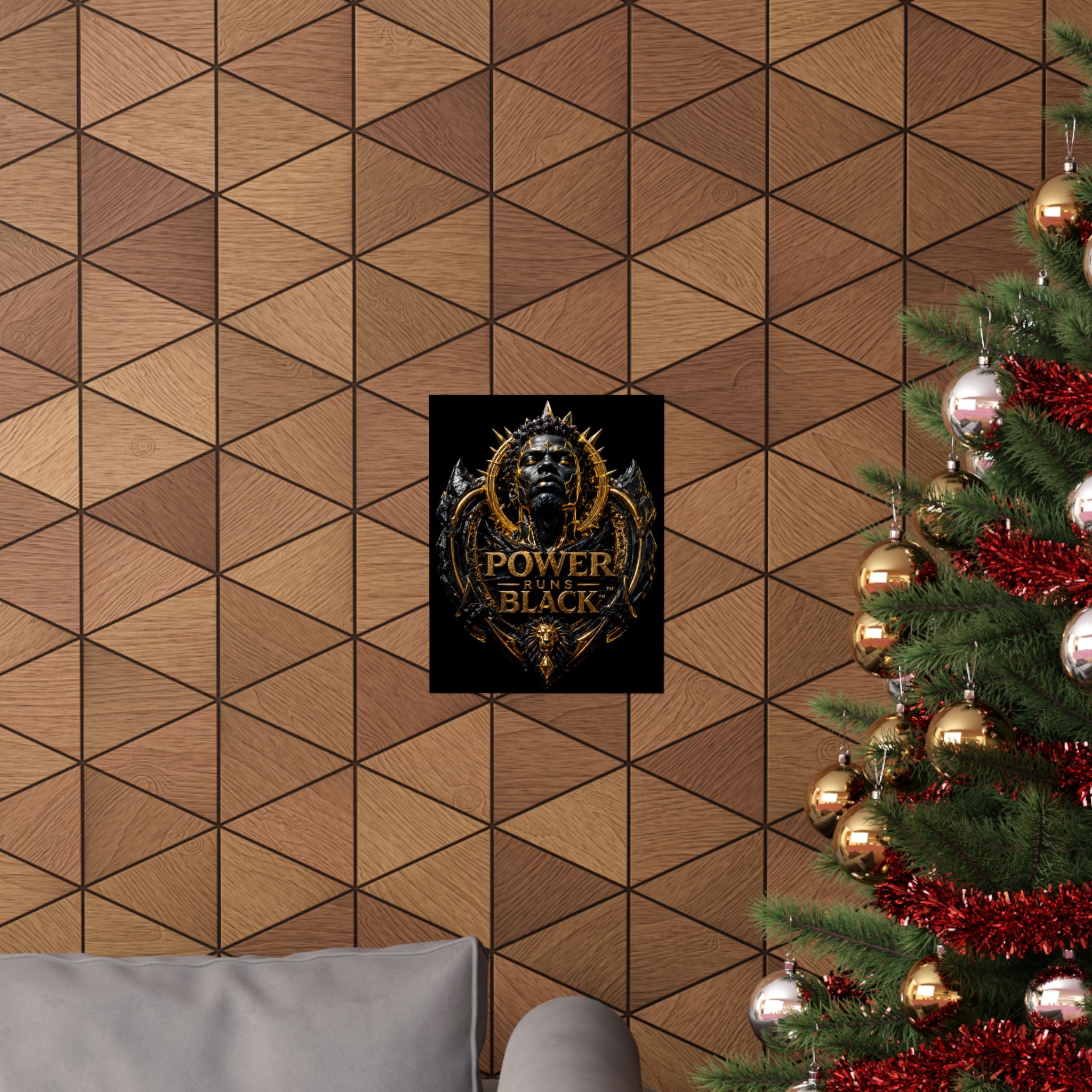 Power Runs Black Matte Poster — Gold & Black Regal Wall Art by Power Runs Black