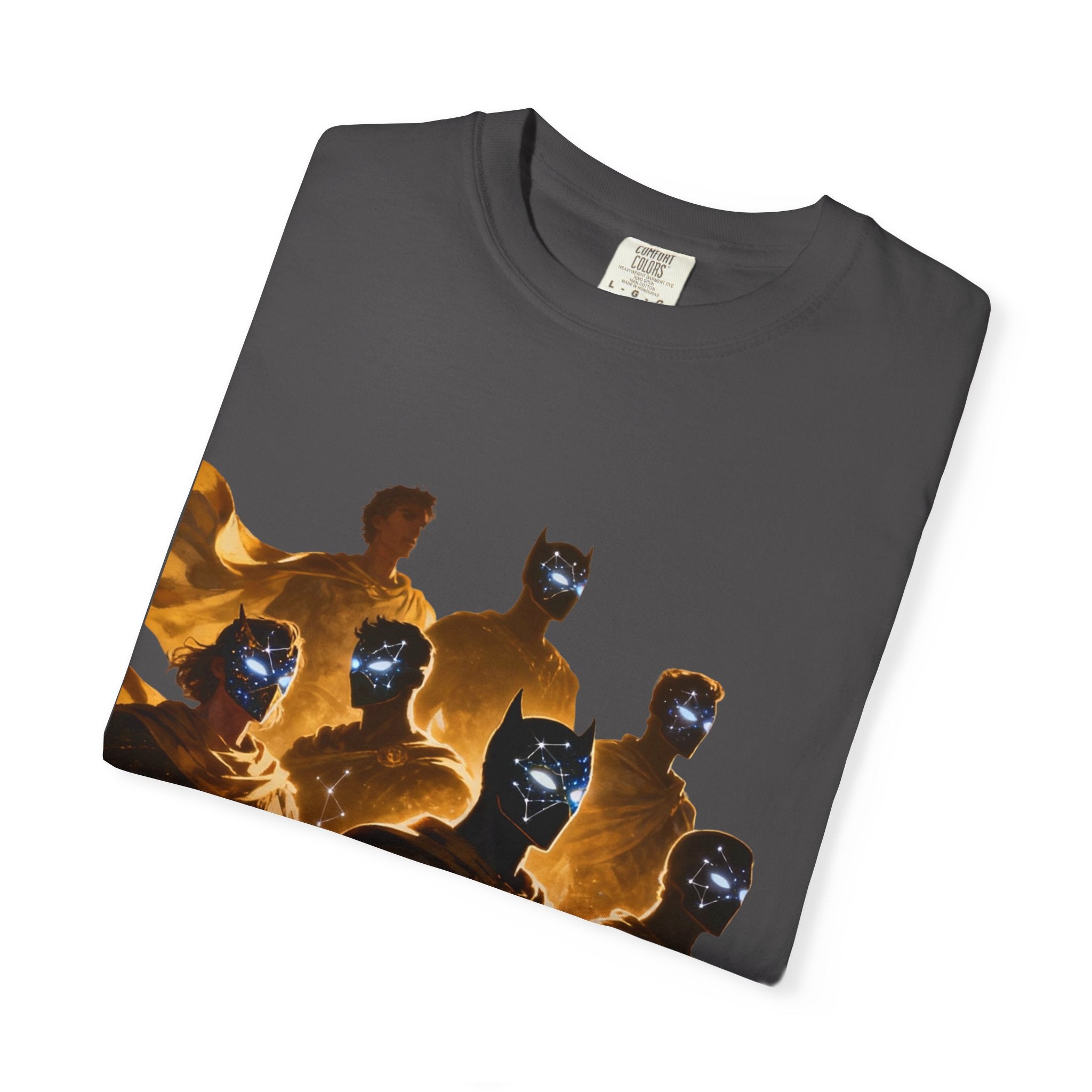 PRB Cosmic Heroes Graphic Tee (Golden Cloaks & Starry Faces) by Printify