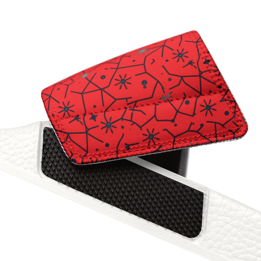 Power Runs Black Removable-Strap Sandals - Red Floral Pattern Slide Sandals for Women by Power Runs Black