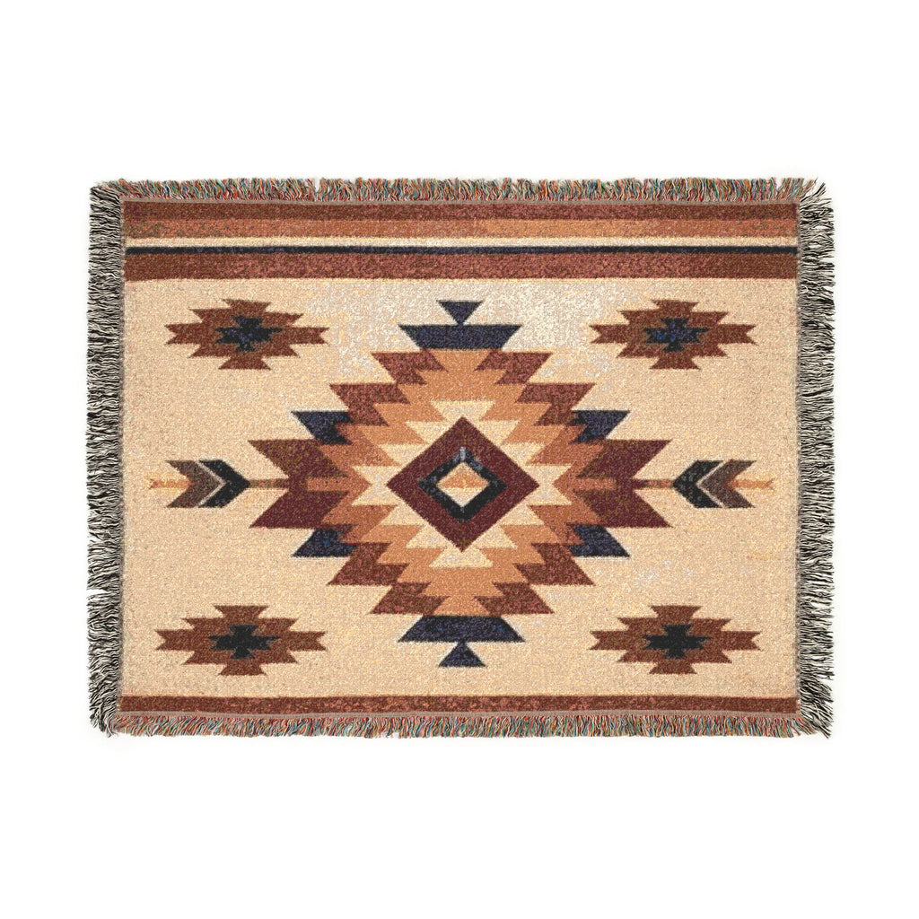 Power Runs Black PRB Southwestern Navajo Diamond Woven Blanket | Aztec Throw Blanket by Printify