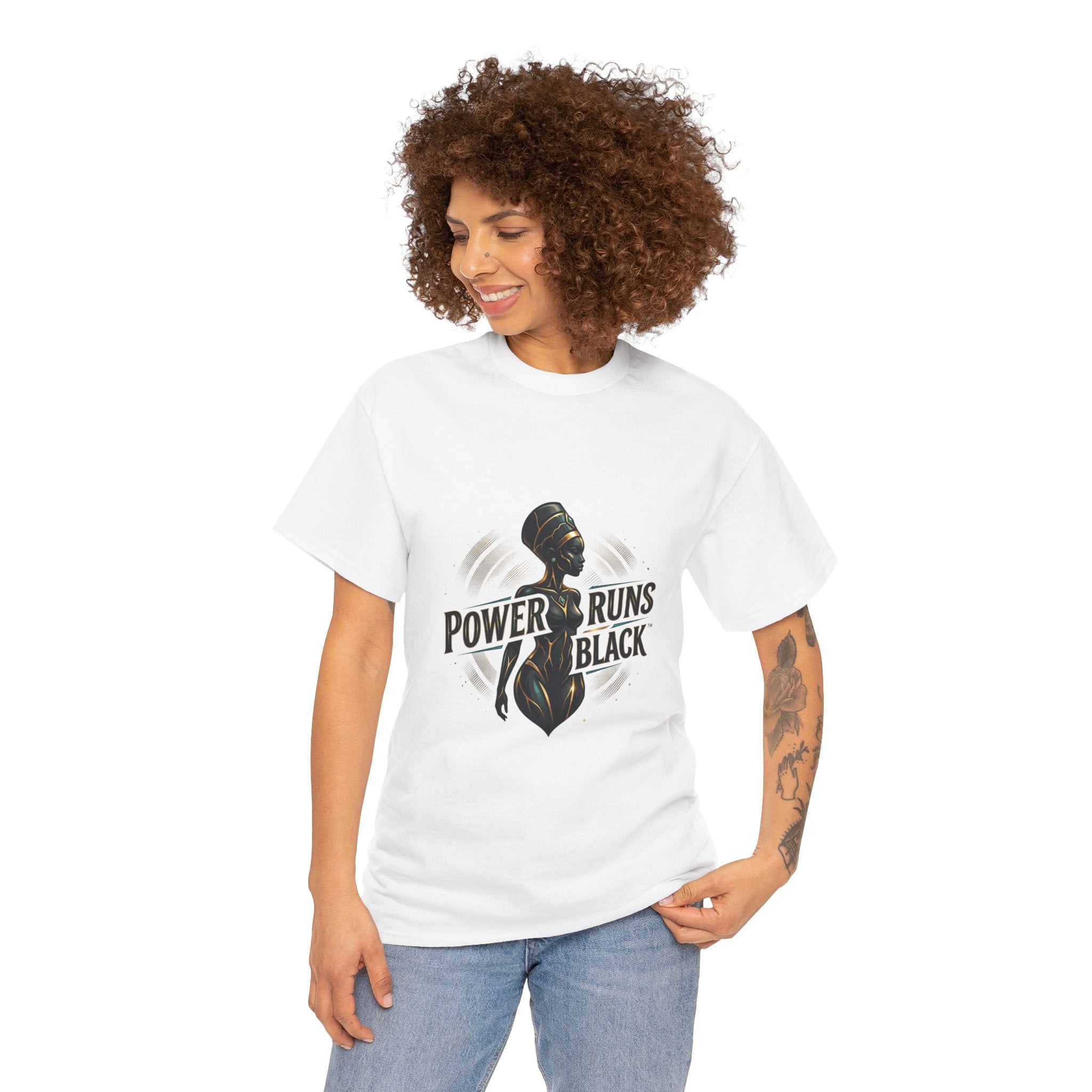 Power Runs Black Queen Goddess Graphics Tee by Printify