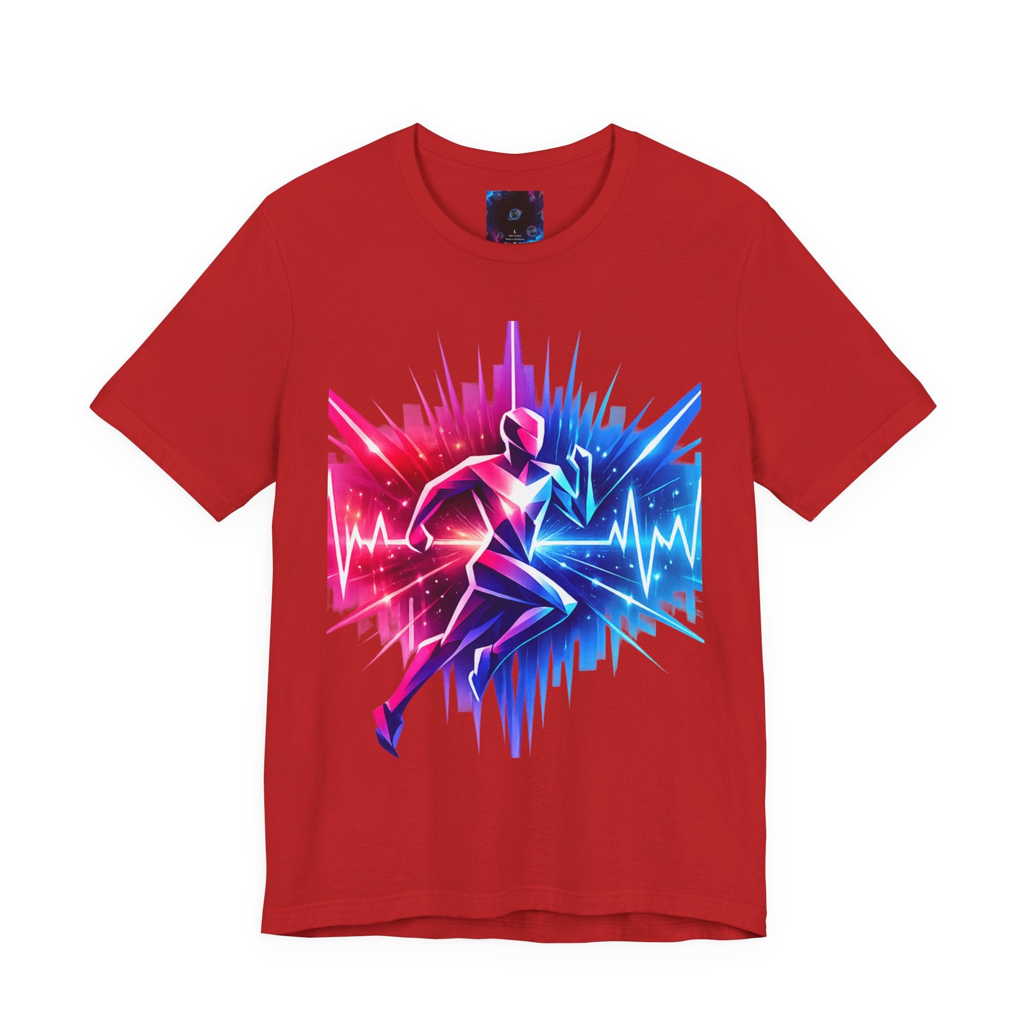 Power Runs Black PRB Running Pulse Graphic Tee — Neon Runner Heartbeat Sports T‑Shirt by Power Runs Black