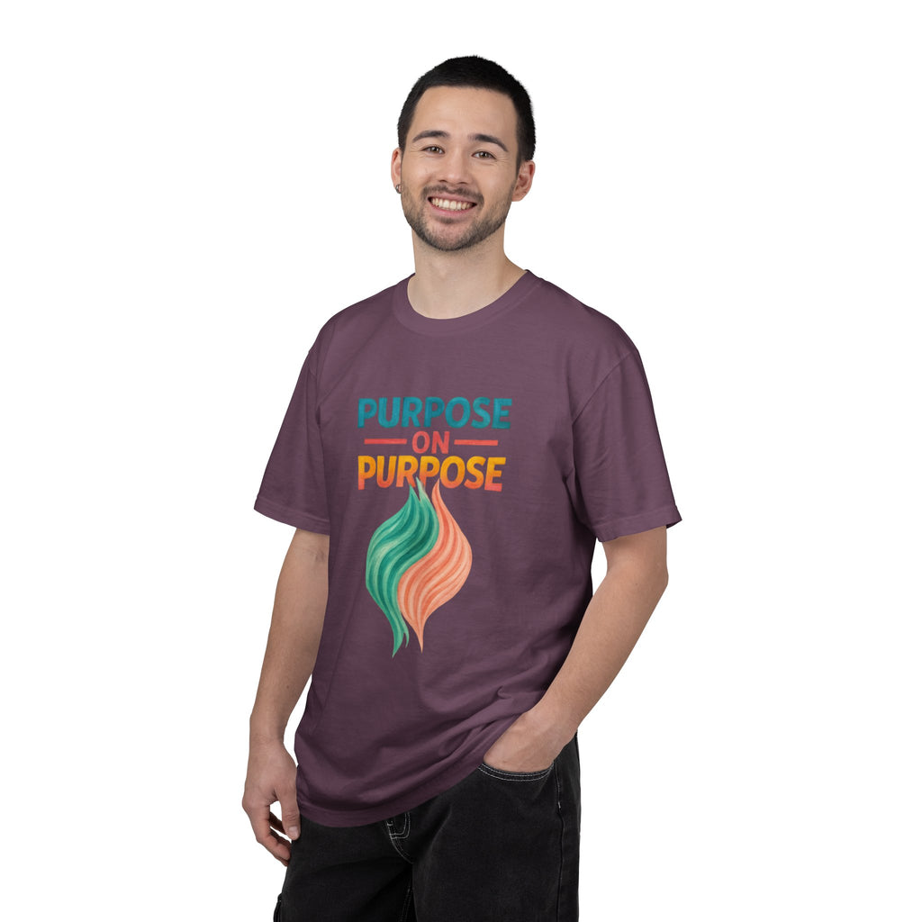 PRB Purpose On Purpose T-Shirt — Inspirational Graphic Tee with Abstract Wave Design by Power Runs Black