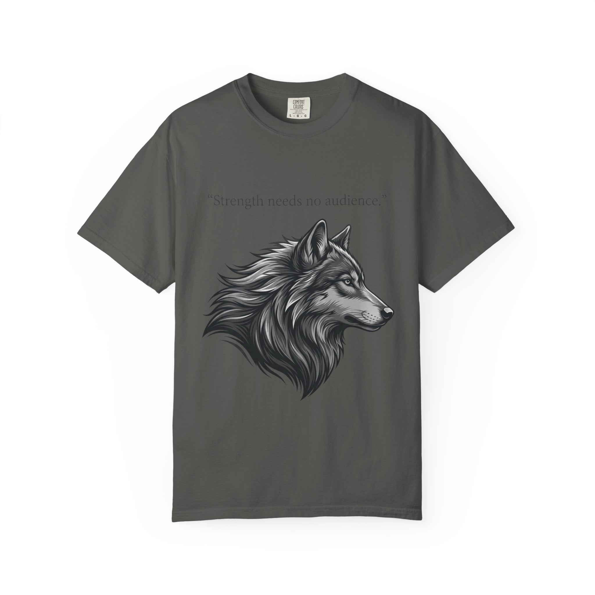 PRB Wolf Head T-Shirt — "Strength needs no audience" Inspirational Graphic Tee by Printify
