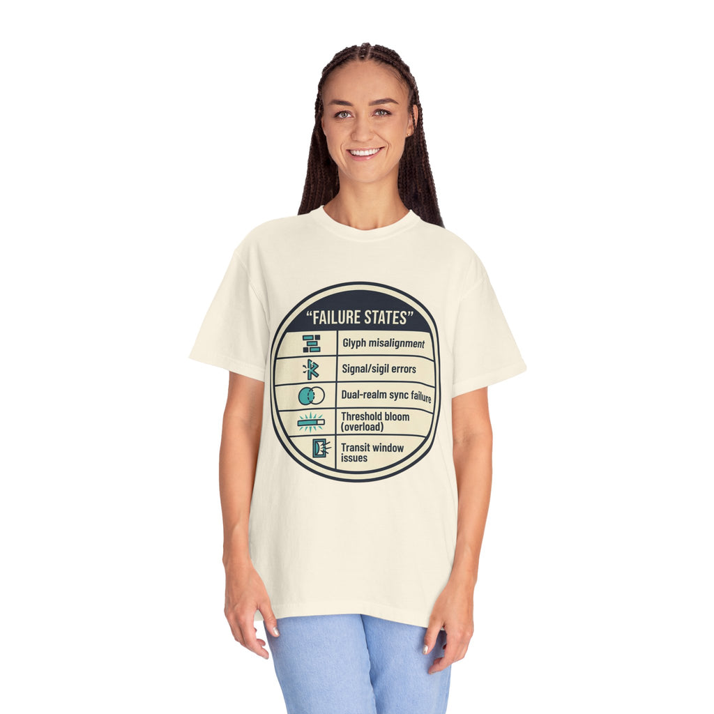 Power Runs Black PRB Failure States T-Shirt — Sci‑Fi Status Badge Graphic Tee by Power Runs Black