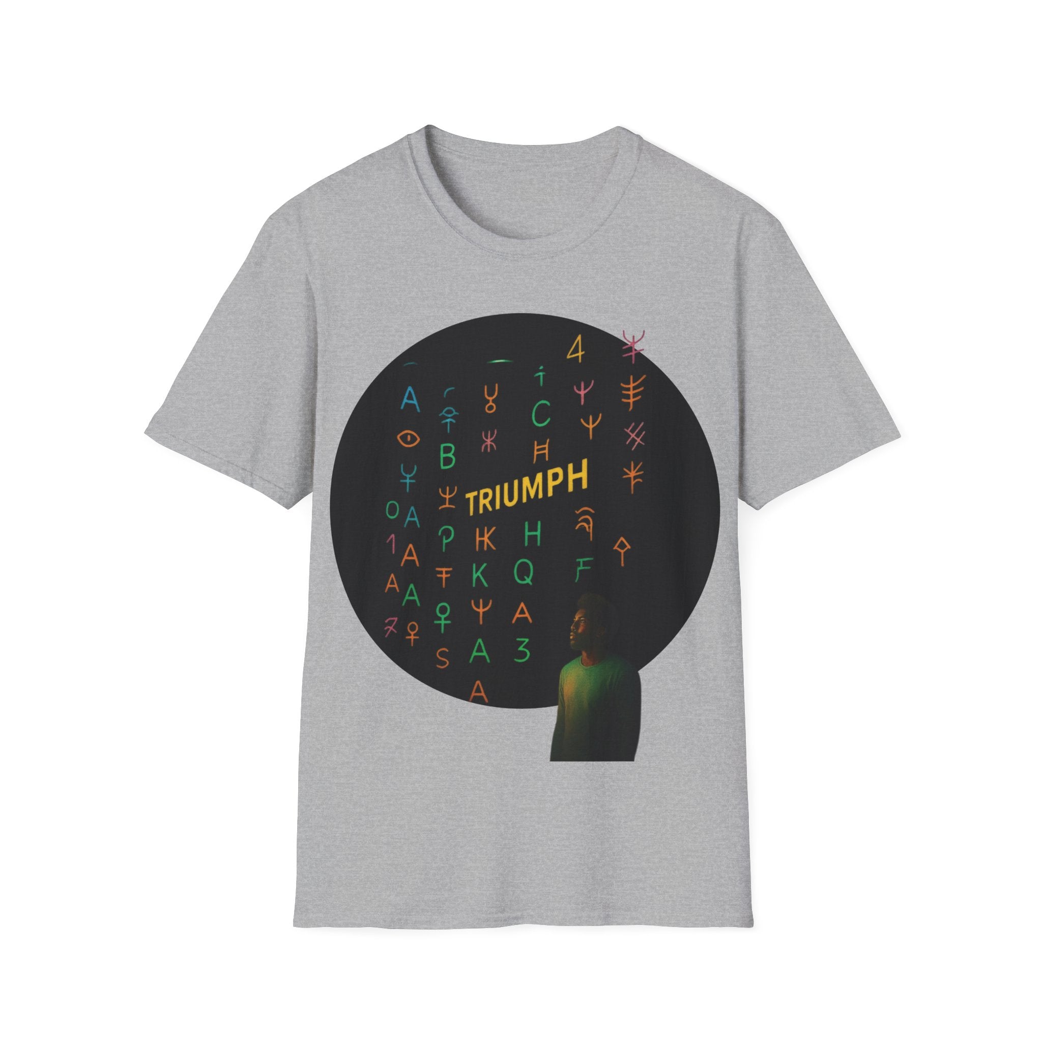 PRB Triumph Afro Hair Silhouette T-Shirt | Black Hair Alphabet Design by Printify