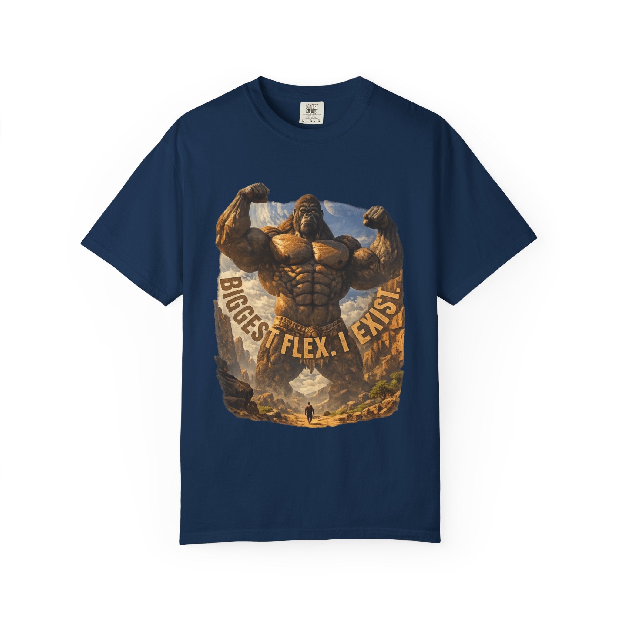 PRB Biggest Flex I Exist T-Shirt — Funny Muscle Gorilla Graphic Tee by Power Runs Black