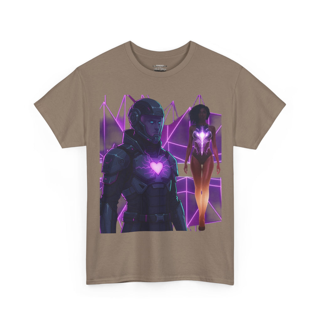 Power Run Black PRB Pretty Rich Bitch The Collection Purple Heart Cyberpunk Knight T-Shirt | Futuristic Armor Sci‑Fi Tee by Printify