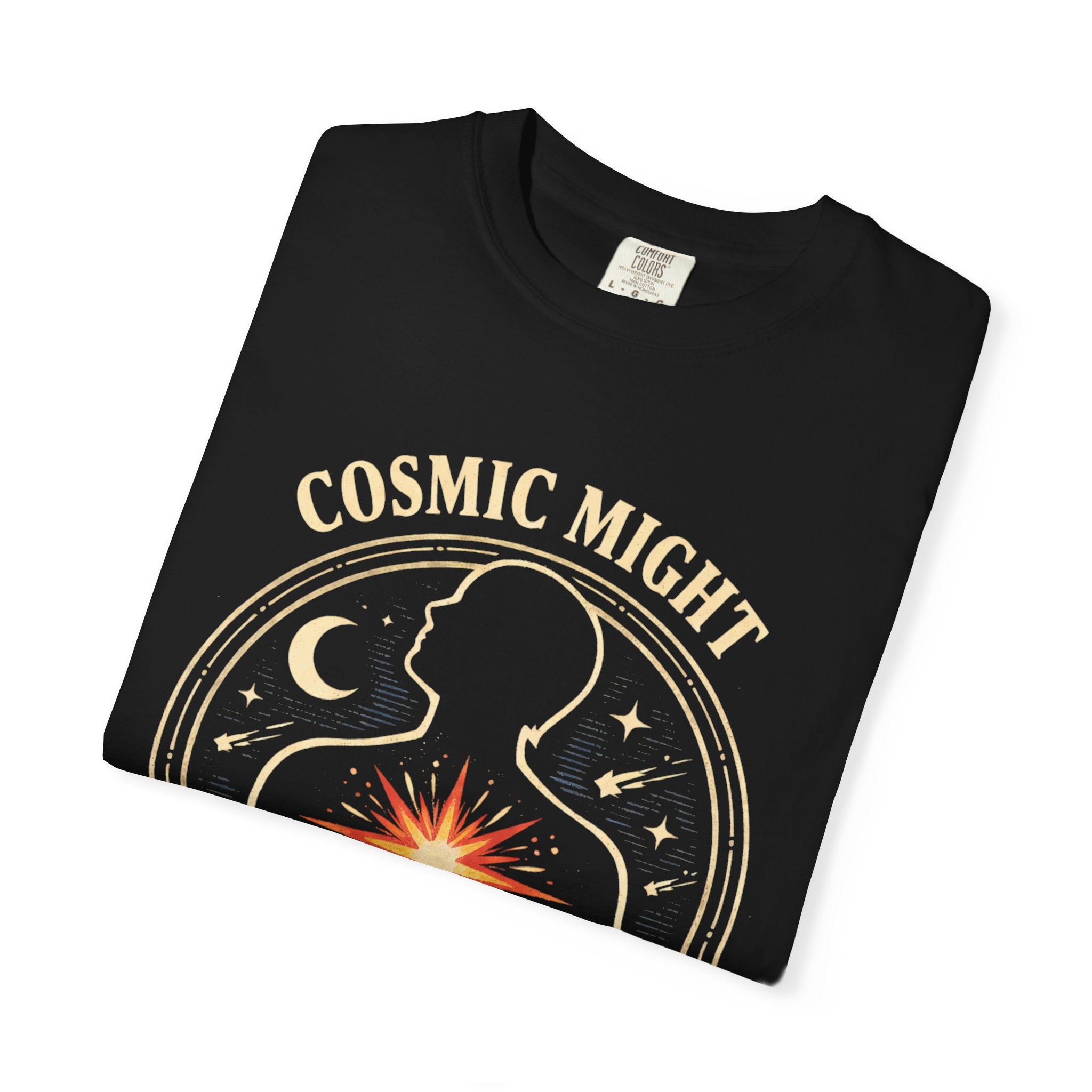 PRB Starforged Flex Cosmic Might T-Shirt — "Unleashed" Astral Heart Graphic Tee by Power Runs Black