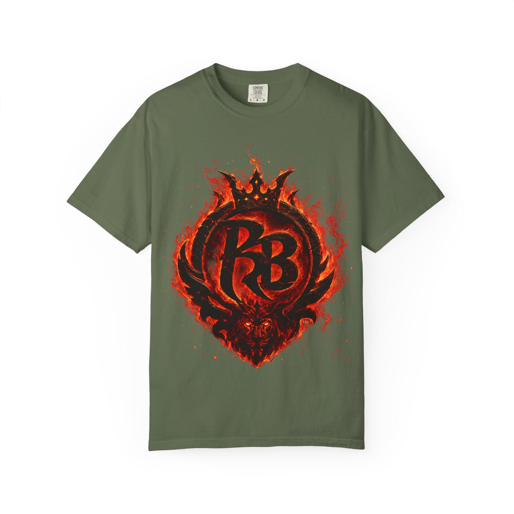 Power Runs Back PRB Flame Logo T-shirt | Fiery Emblem Tee, Grunge Rock Chic by Power Runs Black