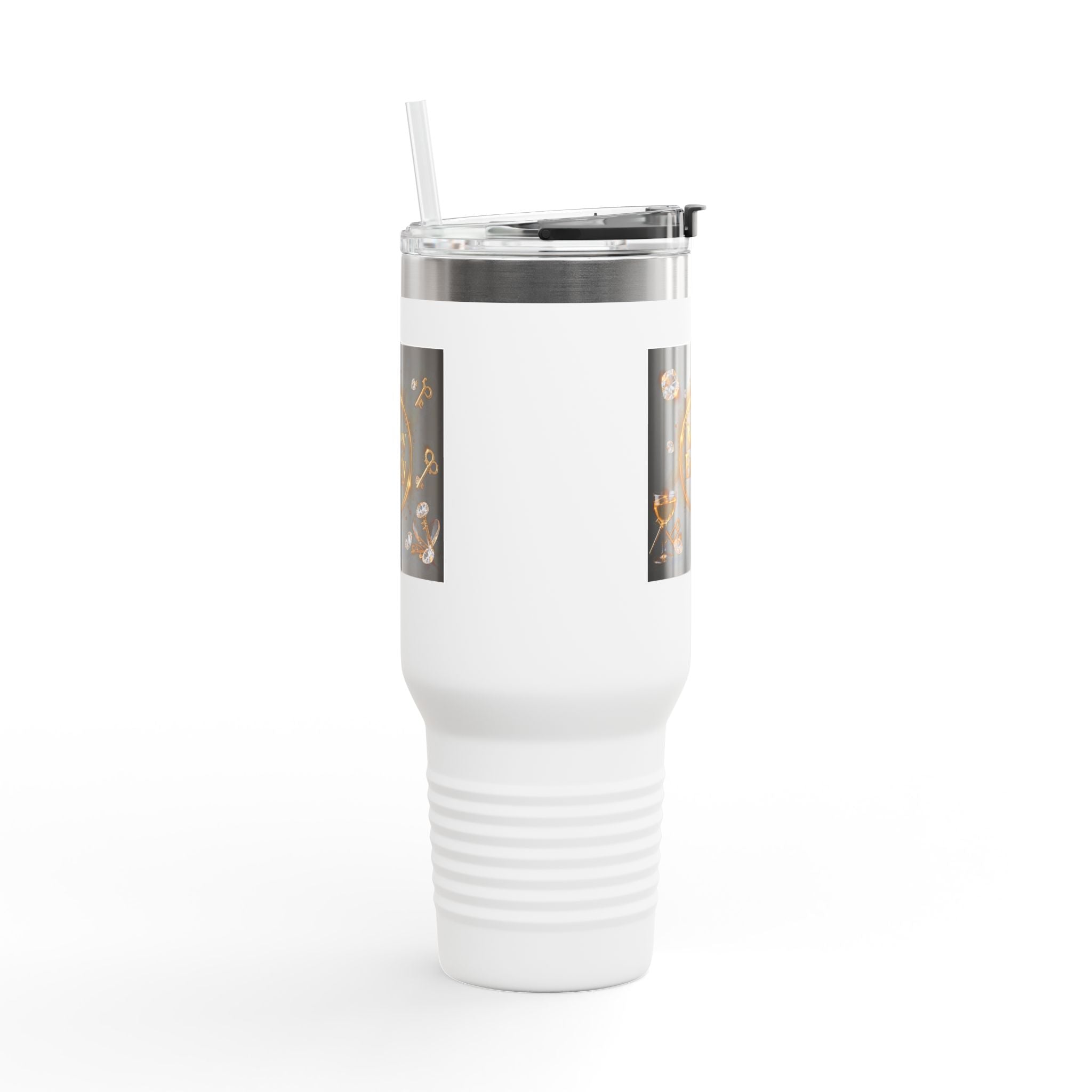 PRB 40oz Insulated Travel Mug — "Money Energy" Motivational Design by Printify