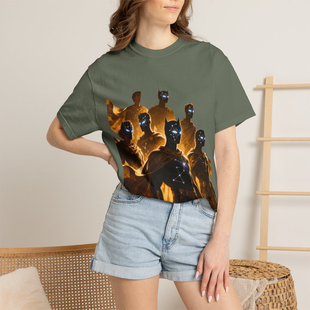 PRB Cosmic Heroes Graphic Tee (Golden Cloaks & Starry Faces) by Printify