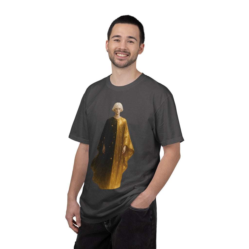 Power Runs Black PRB Twelfth Golden Cloak Figure T-Shirt | Surreal Angelic Portrait by Power Runs Black