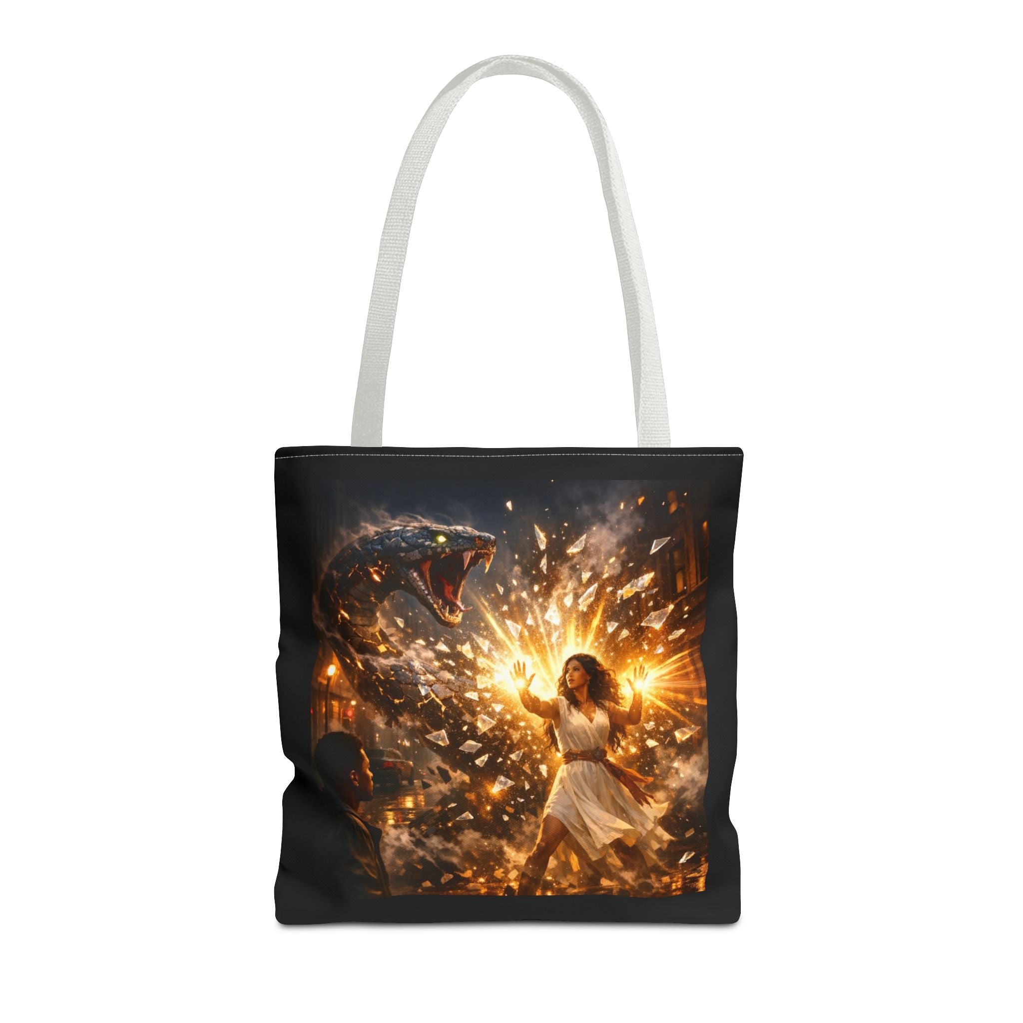 PRB Raging Serpent Burst tote bag | Fantasy serpent explosion art by Printify