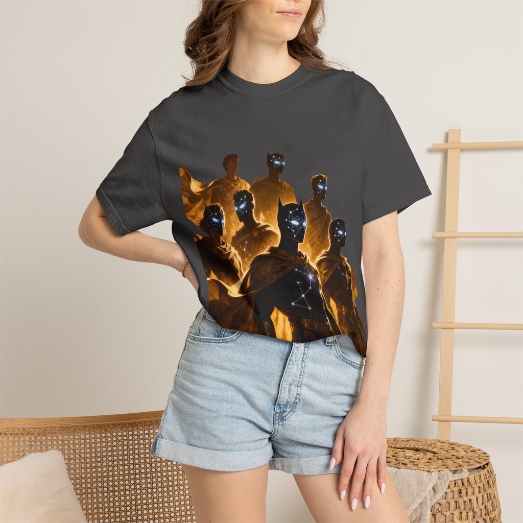 PRB Cosmic Heroes Graphic Tee (Golden Cloaks & Starry Faces) by Printify