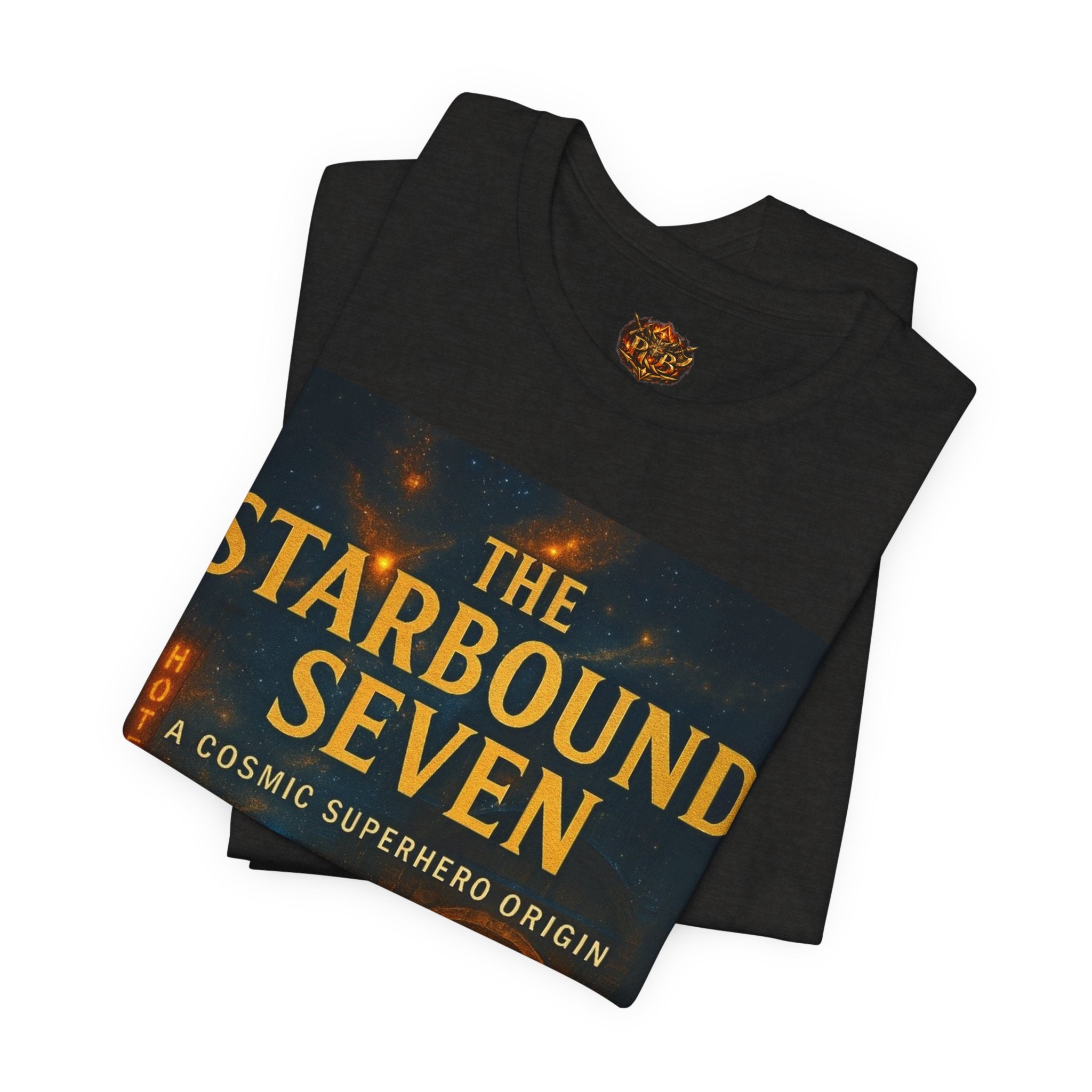 Power Runs Black PRB The Starbound Seven Tee – Retro Cosmic Superhero Poster Shirt by Power Runs Black