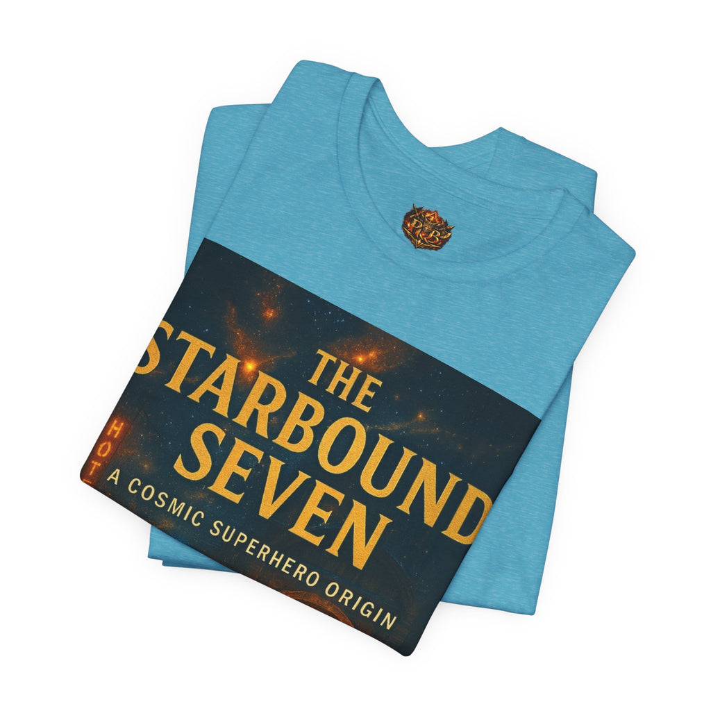 Power Runs Black PRB The Starbound Seven Tee – Retro Cosmic Superhero Poster Shirt by Power Runs Black