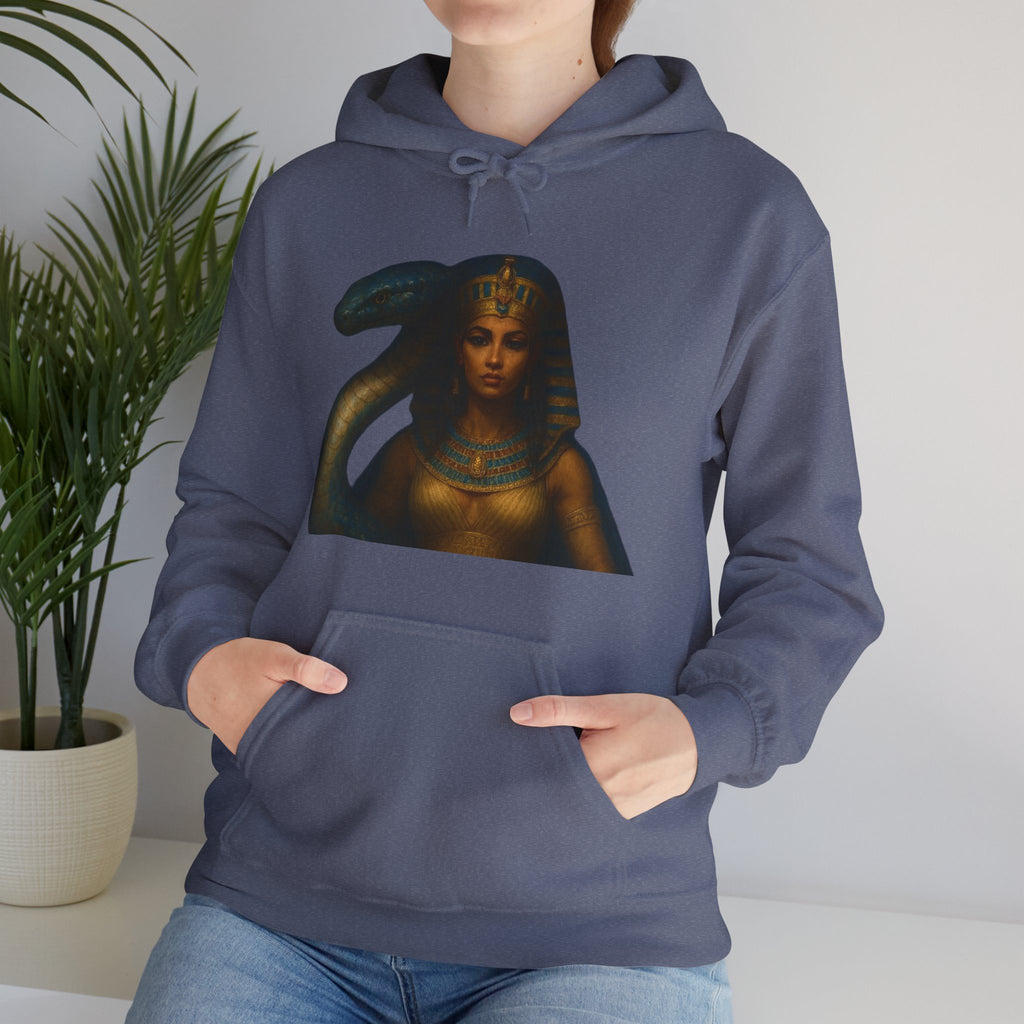 PRB Egyptian Goddess Portrait Hoodie | Serpent Headdress, Ancient Queen Art by Power Runs Black