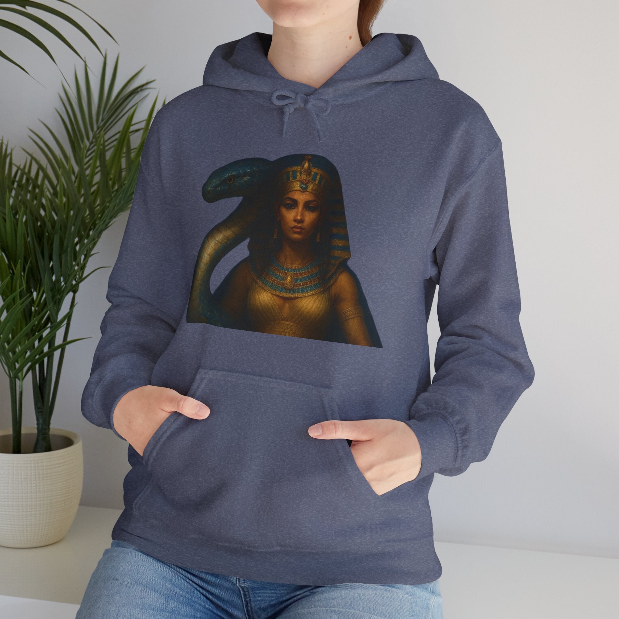 PRB Egyptian Goddess Portrait Hoodie | Serpent Headdress, Ancient Queen Art by Power Runs Black