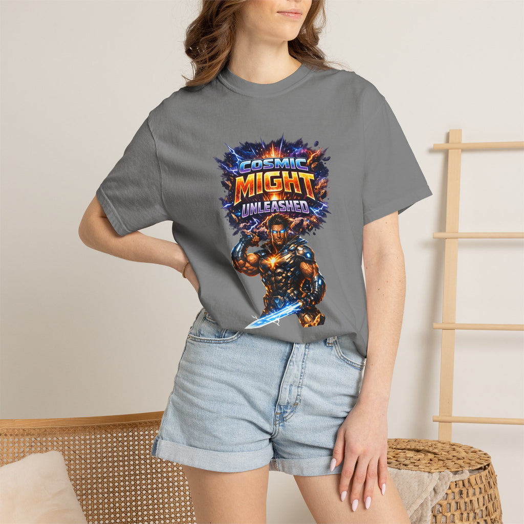 PRB Cosmic Might Unleashed T-shirt | Space Warrior Graphic Tee by Power Runs Black